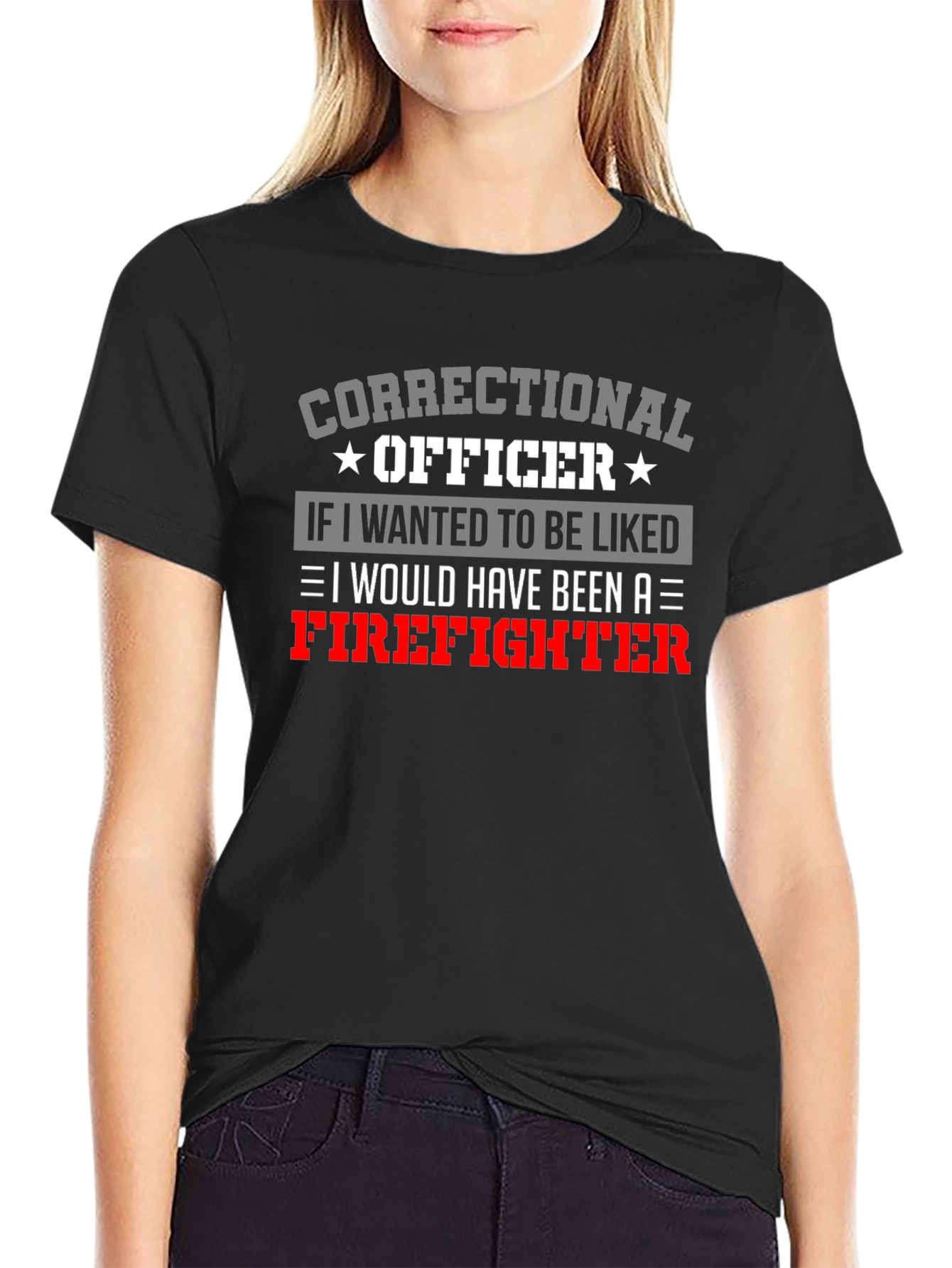 Black Correctional Officer Firefighter Graphic T-Shirt view 2