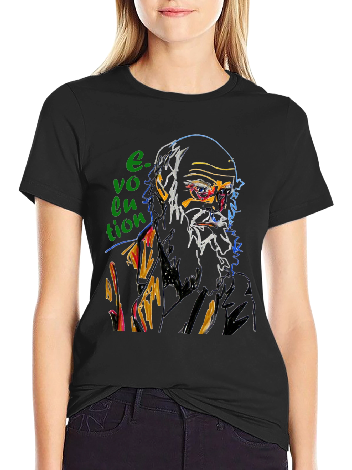 Black Evolution Graphic T-Shirt - Darwin Inspired Design view 2