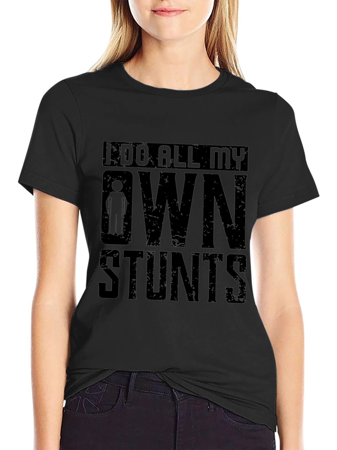 Black I Do All My Own Stunts Graphic T-Shirt view 2