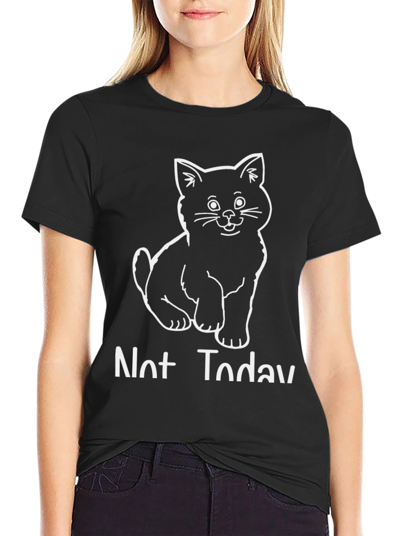 Black Not Today Cat T-Shirt - Black view 2