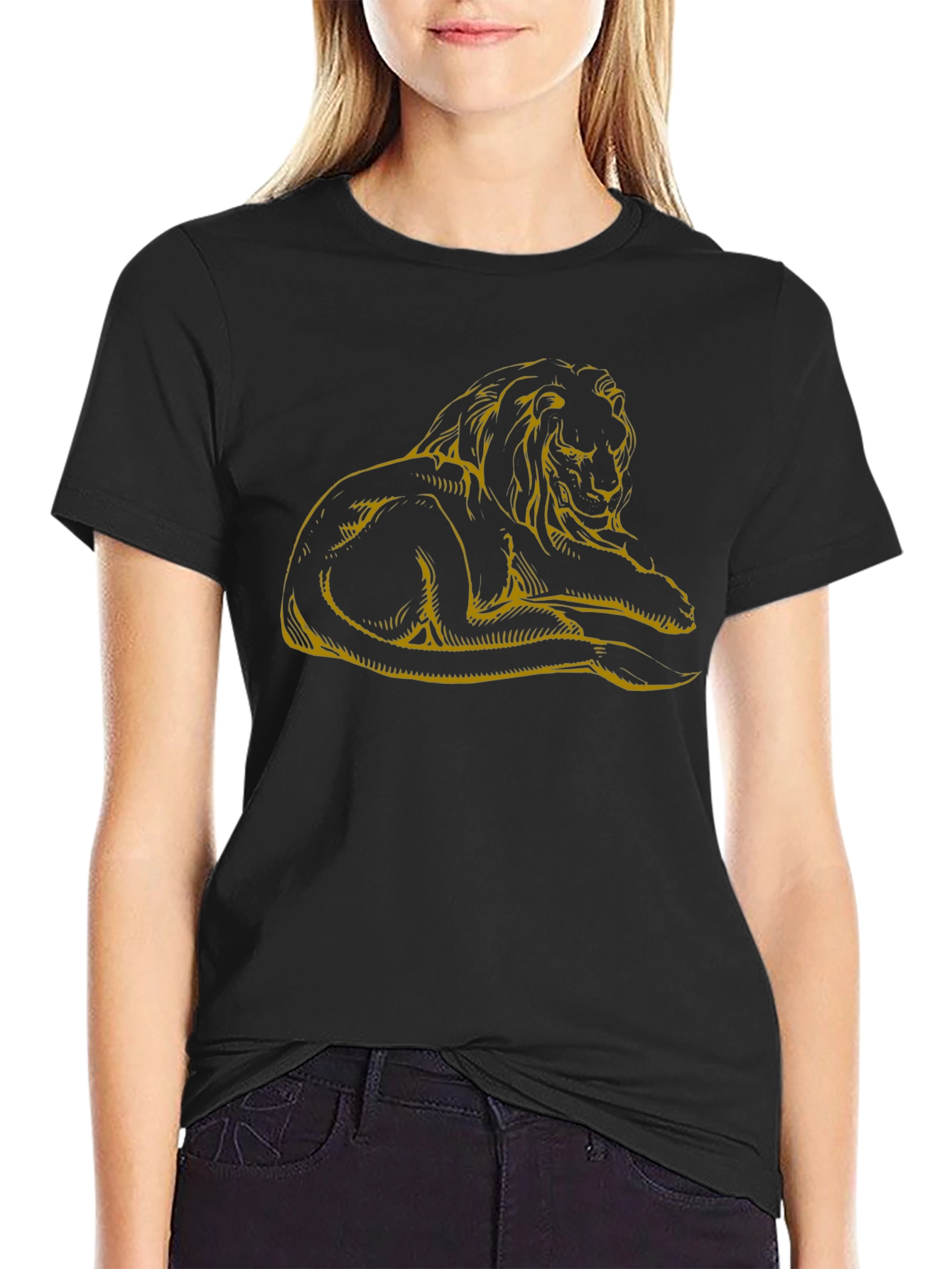 Black Lion Graphic Tee - Men's Black Casual T-Shirt view 2