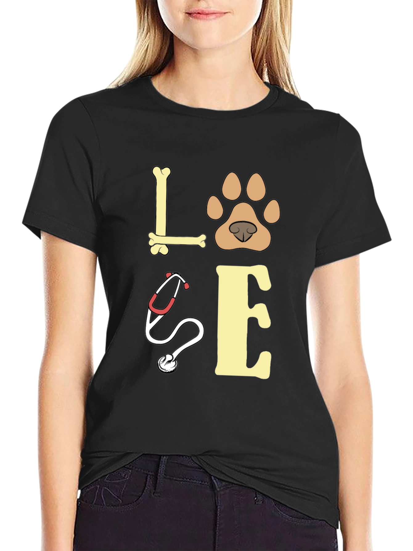 Black Love Veterinarian T-Shirt view 2