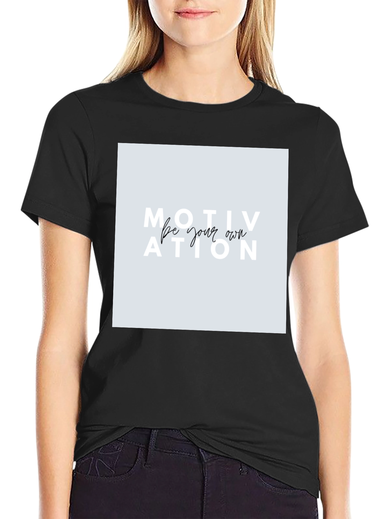 Black Motivational Graphic Tee - Be Your Own Motivation view 2