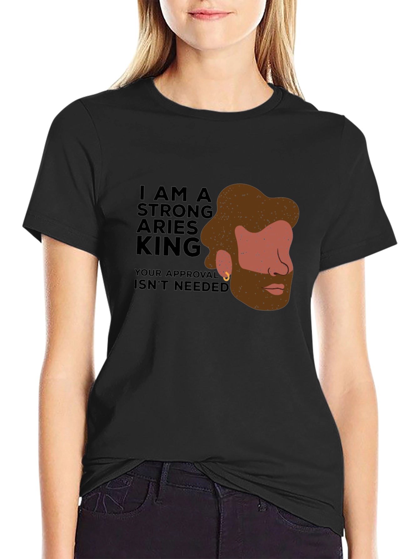 Black Strong Aries King Black Graphic Tee view 2