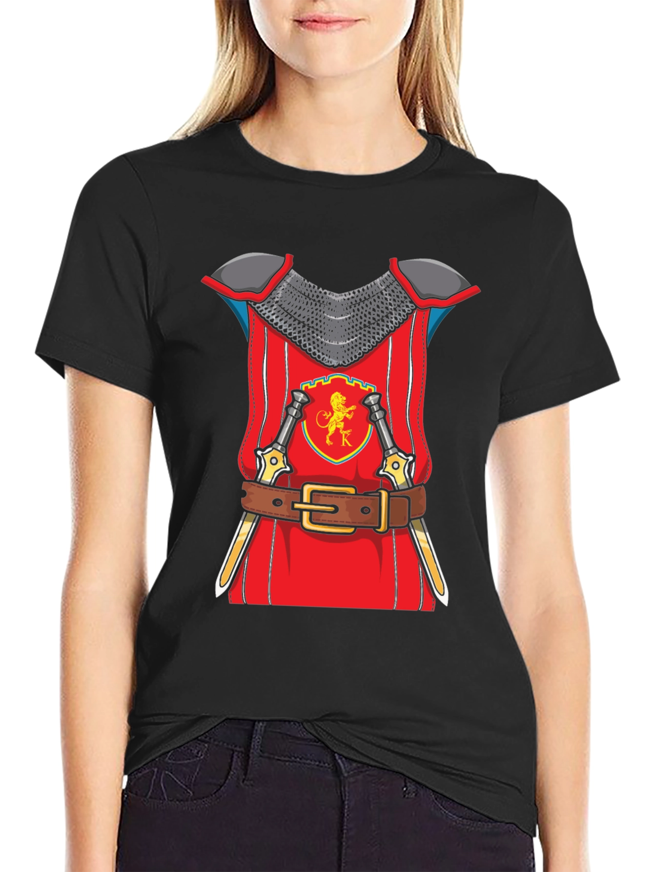 Black Knight Armor Graphic T-Shirt Novelty Tee view 2