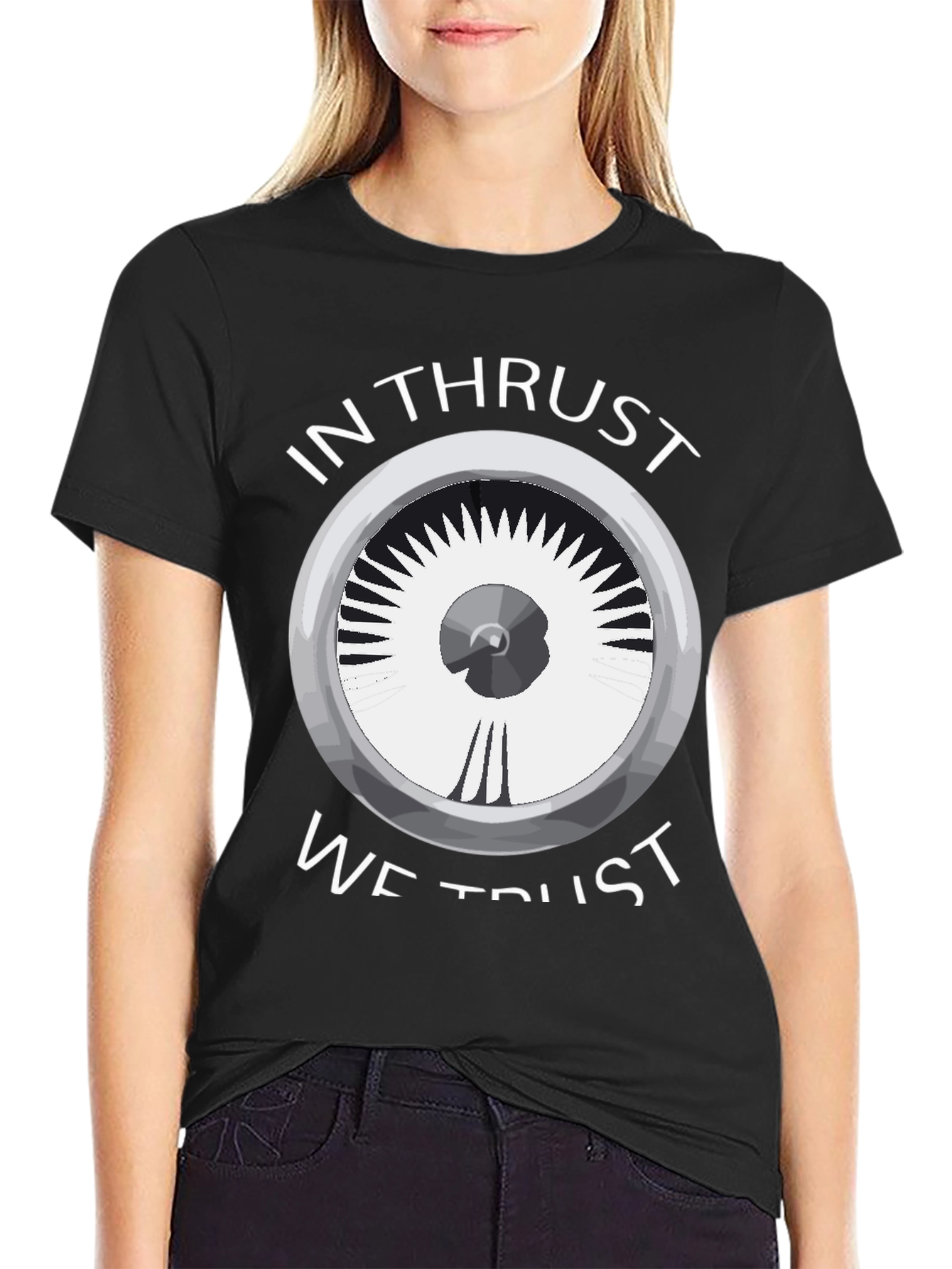 Black In Thrust We Trust Tee - Aviation Enthusiast Shirt view 2
