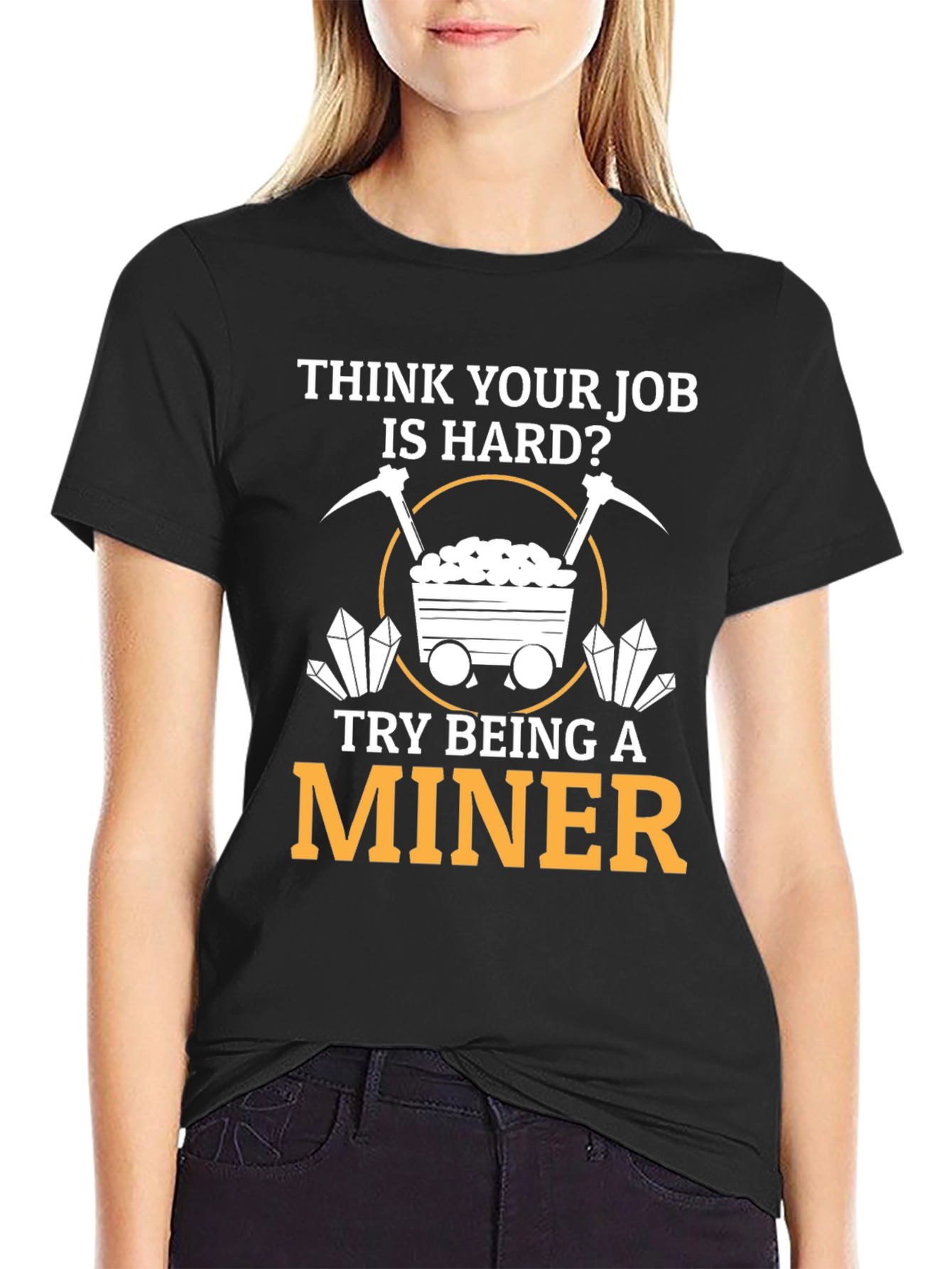 Black Miner T-Shirt - Hard Job Graphic Tee view 2