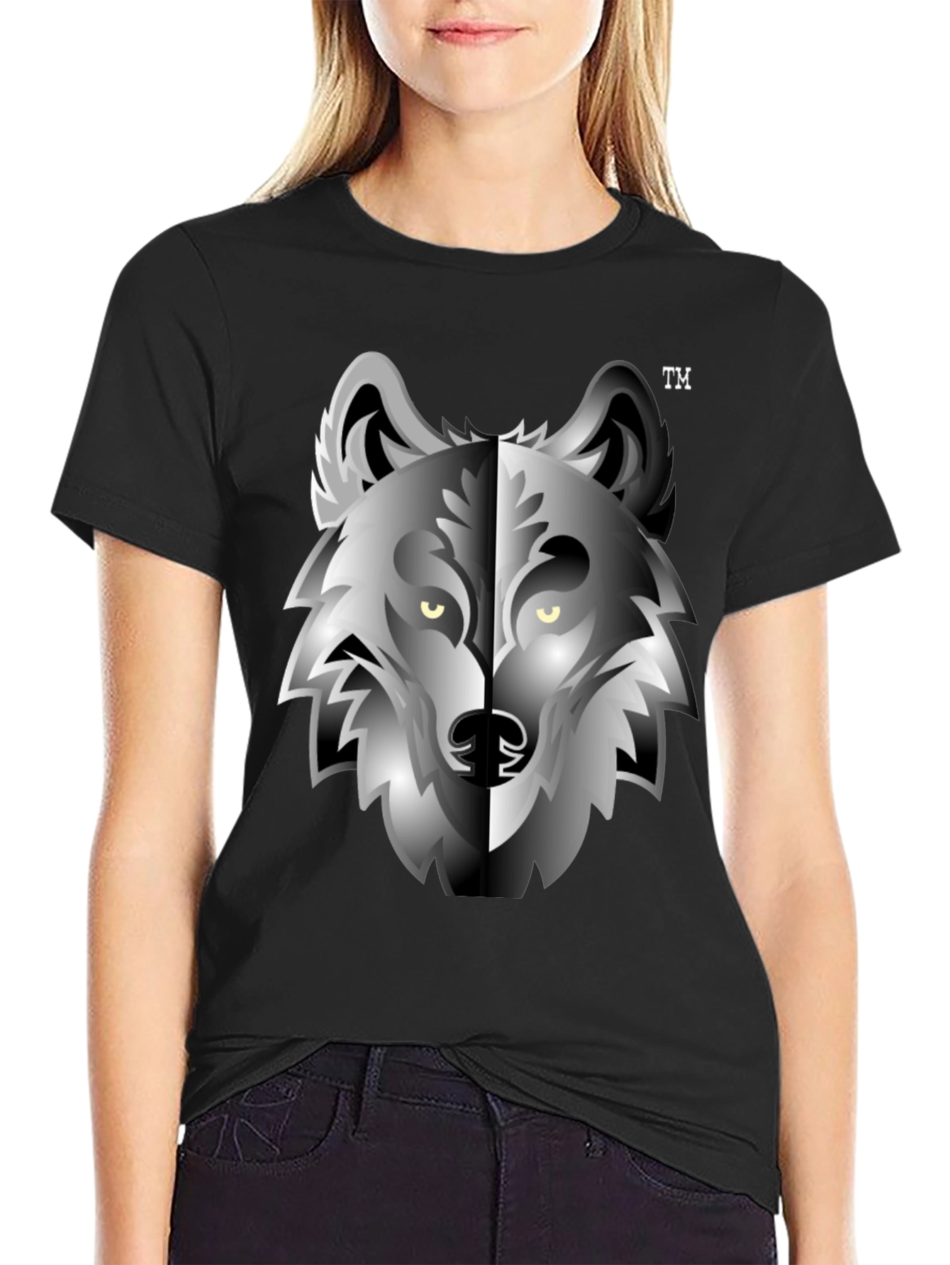Black Wolf Graphic Tee - Cool Animal Design T-Shirt view 2