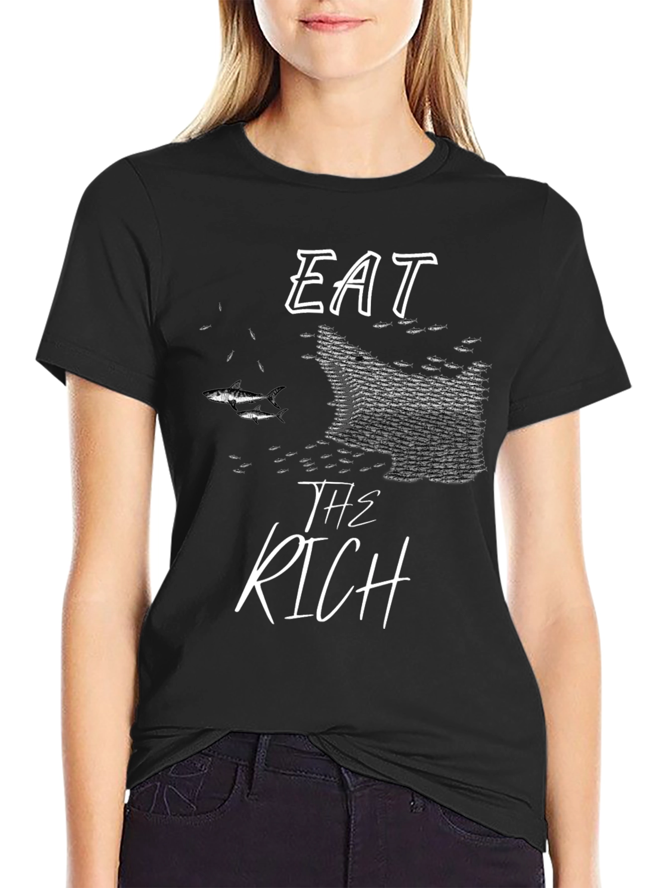 Black Eat The Rich Graphic T-Shirt - Statement Tee view 2
