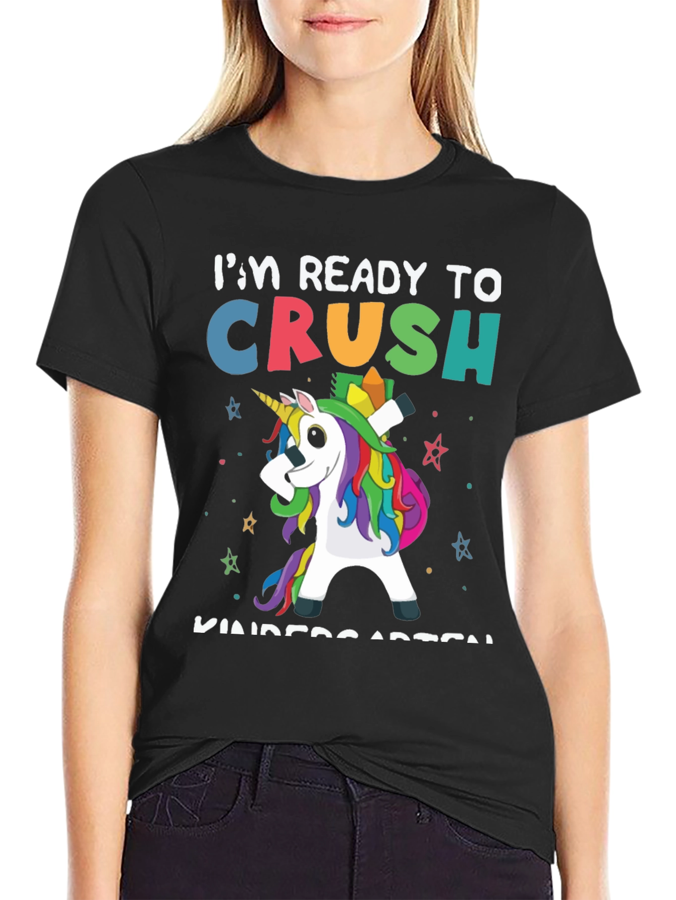 Black Ready to Crush Kindergarten Unicorn T-Shirt view 2