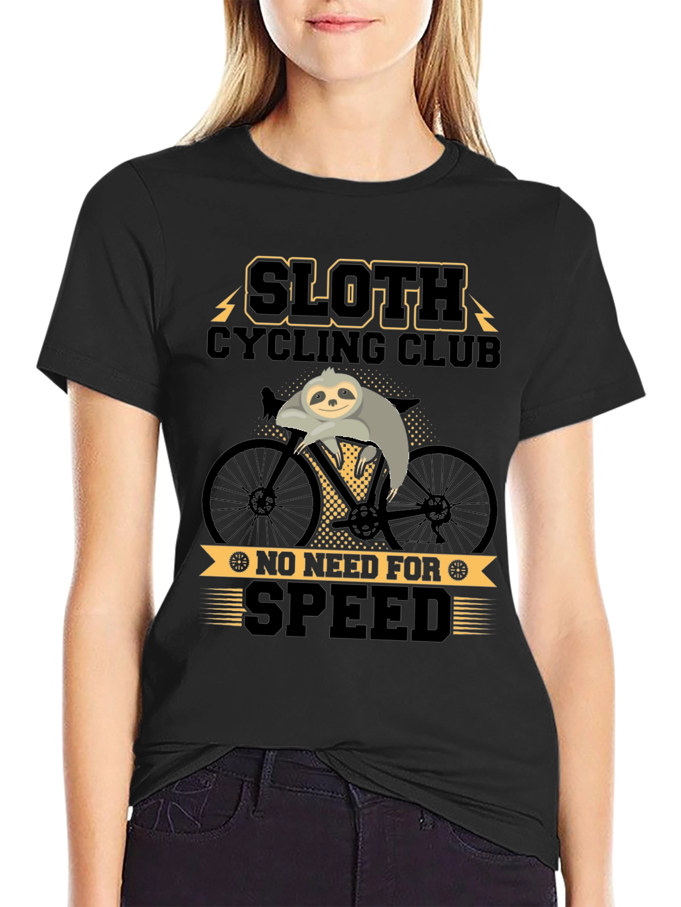 Black Sloth Cycling Club Graphic T-Shirt view 2