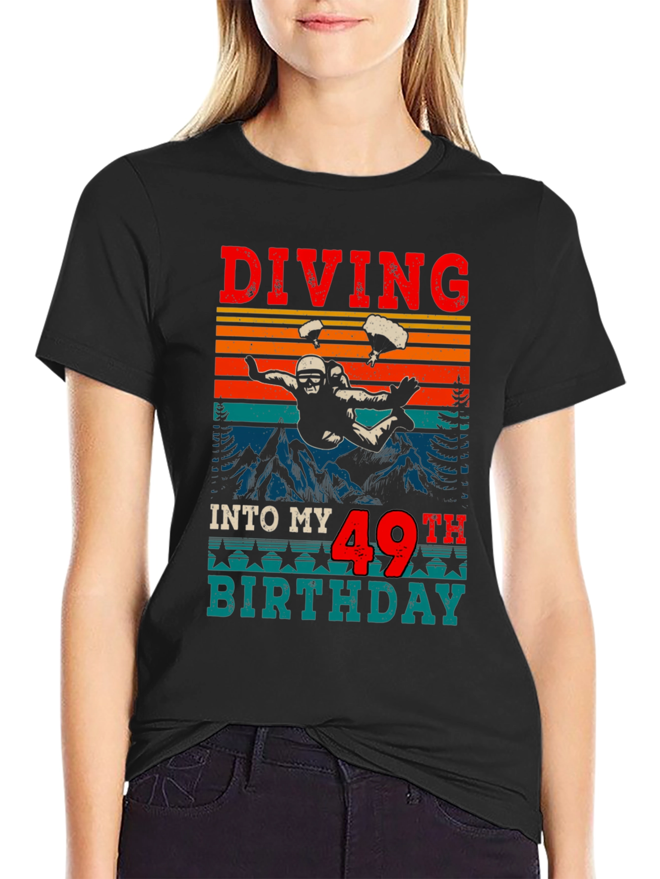 Black Diving Into My 49th Birthday T-Shirt view 2