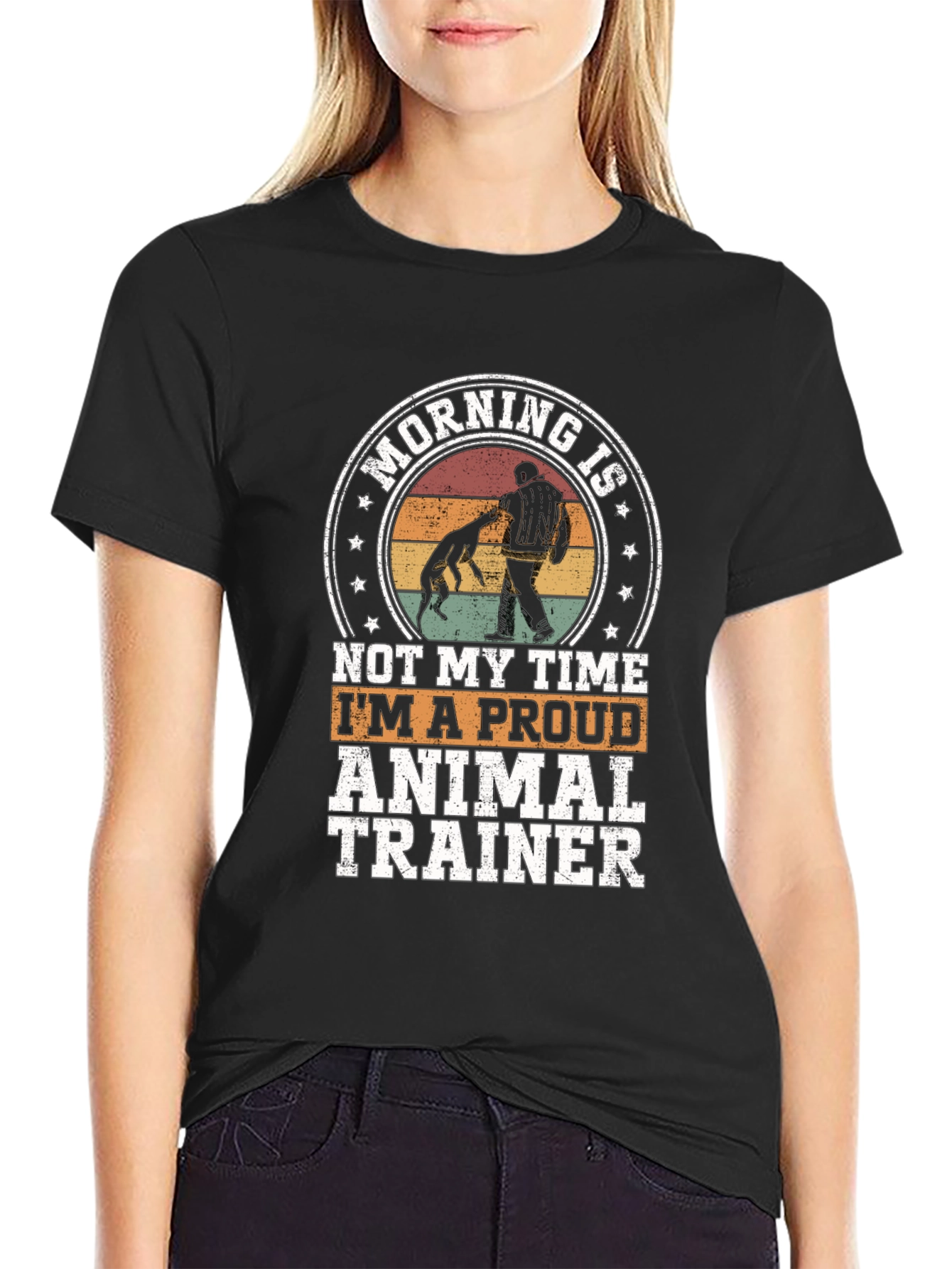 Black Proud Animal Trainer Graphic T-Shirt - Dog Lover Tee view 2