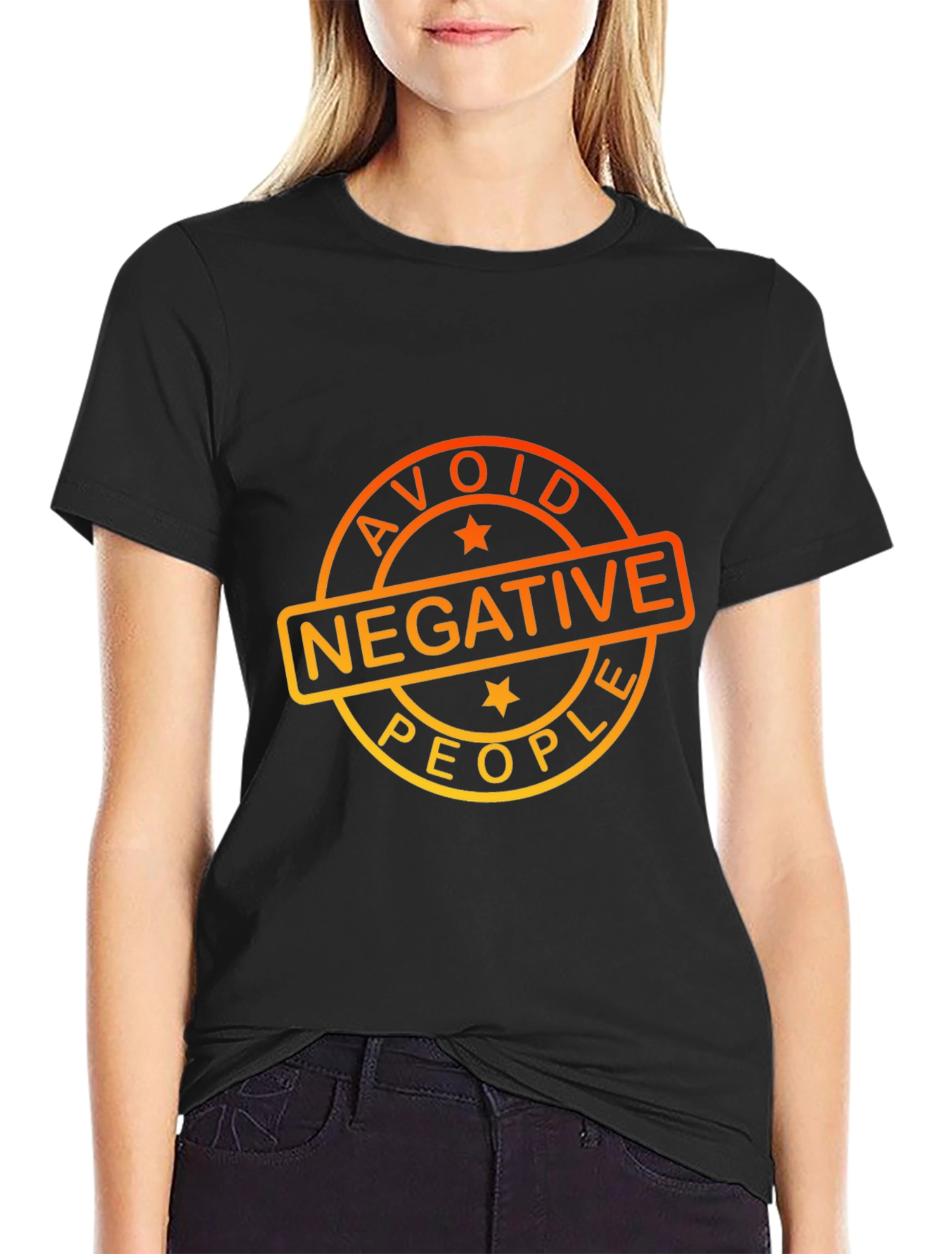 Black Avoid Negative People Graphic T-Shirt view 2