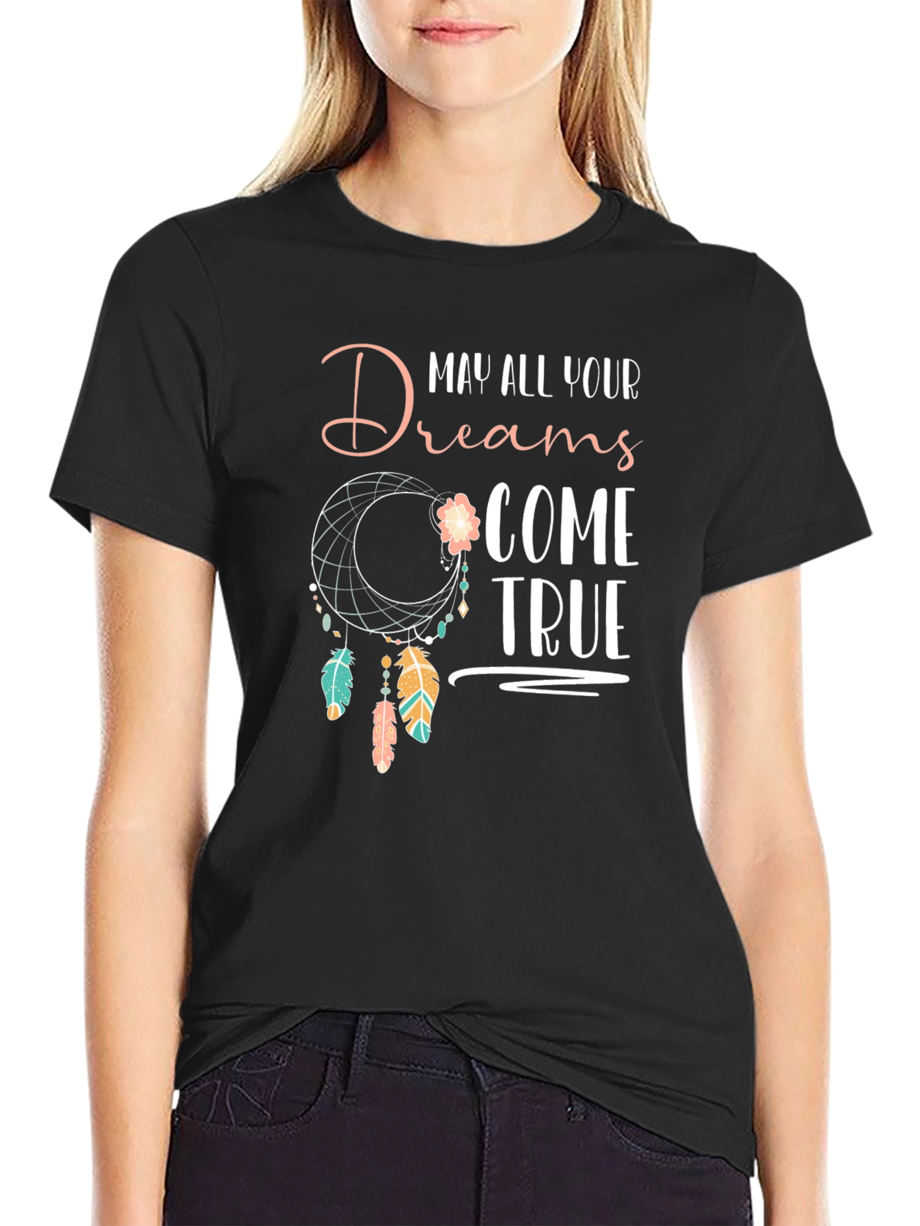 Black Dreamcatcher T-Shirt - May All Your Dreams Come True view 2