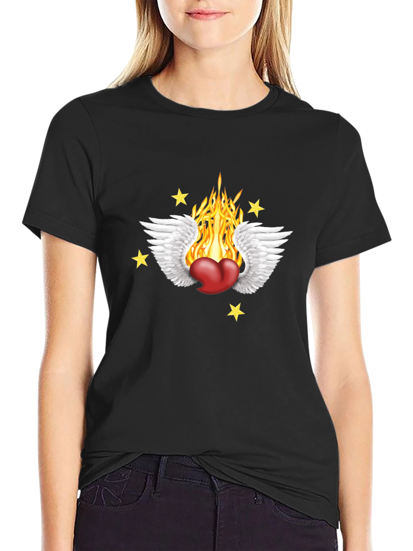 Black Heart On Fire Graphic Tee view 2