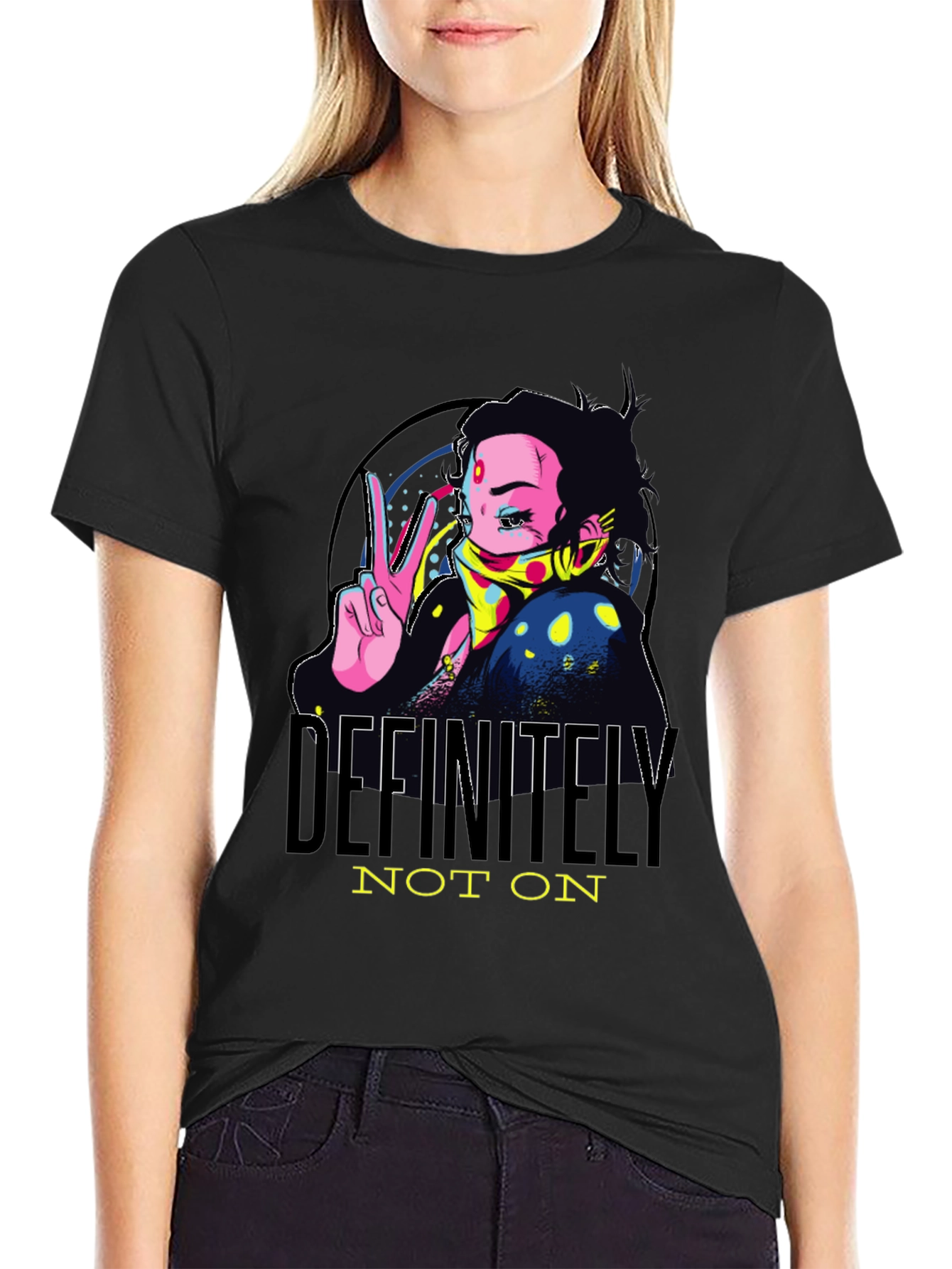 Black Definitely Not On Anime Graphic Tee view 2