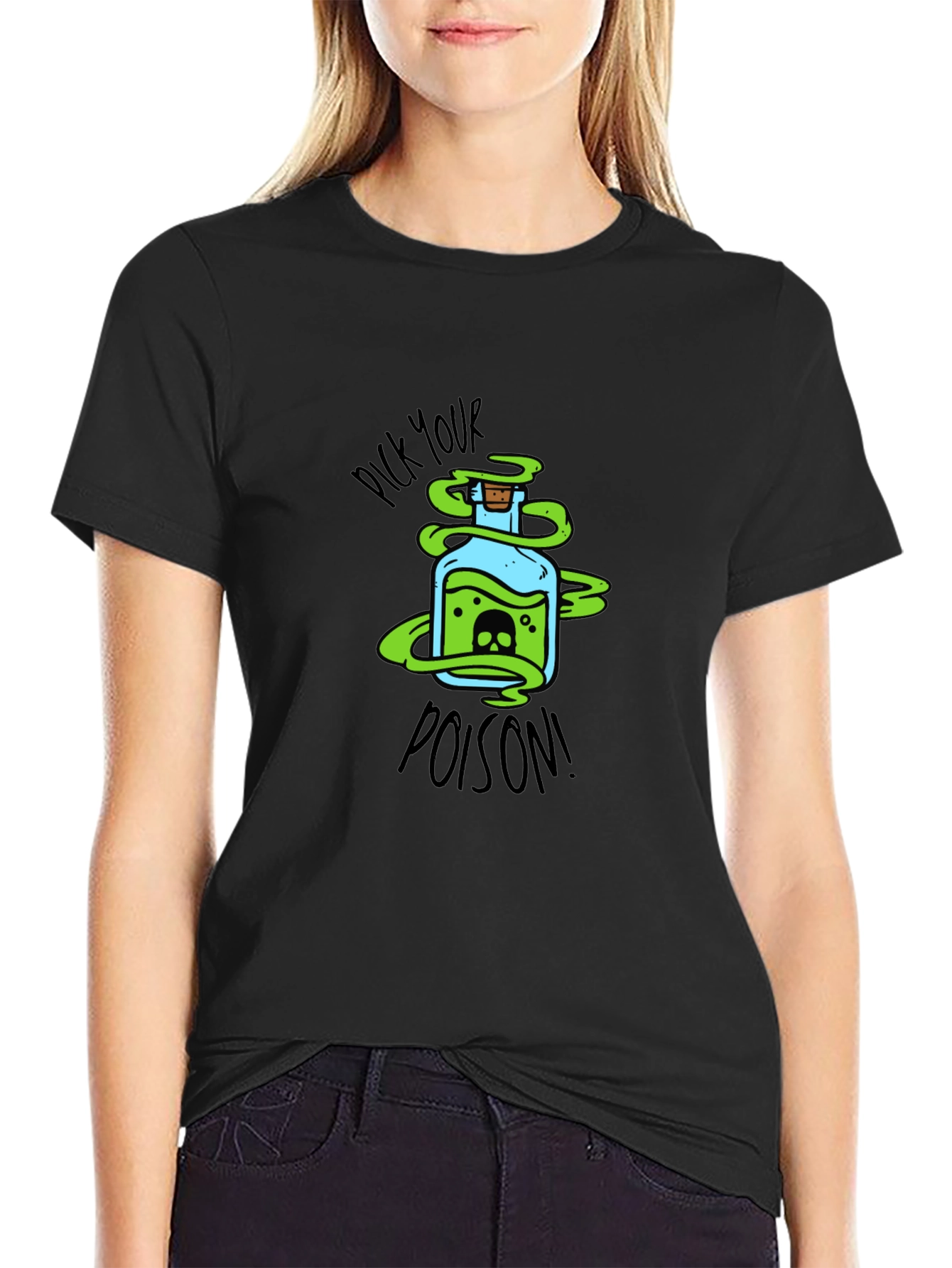 Black Pick Your Poison Graphic T-Shirt - Dark Humor Tee view 2
