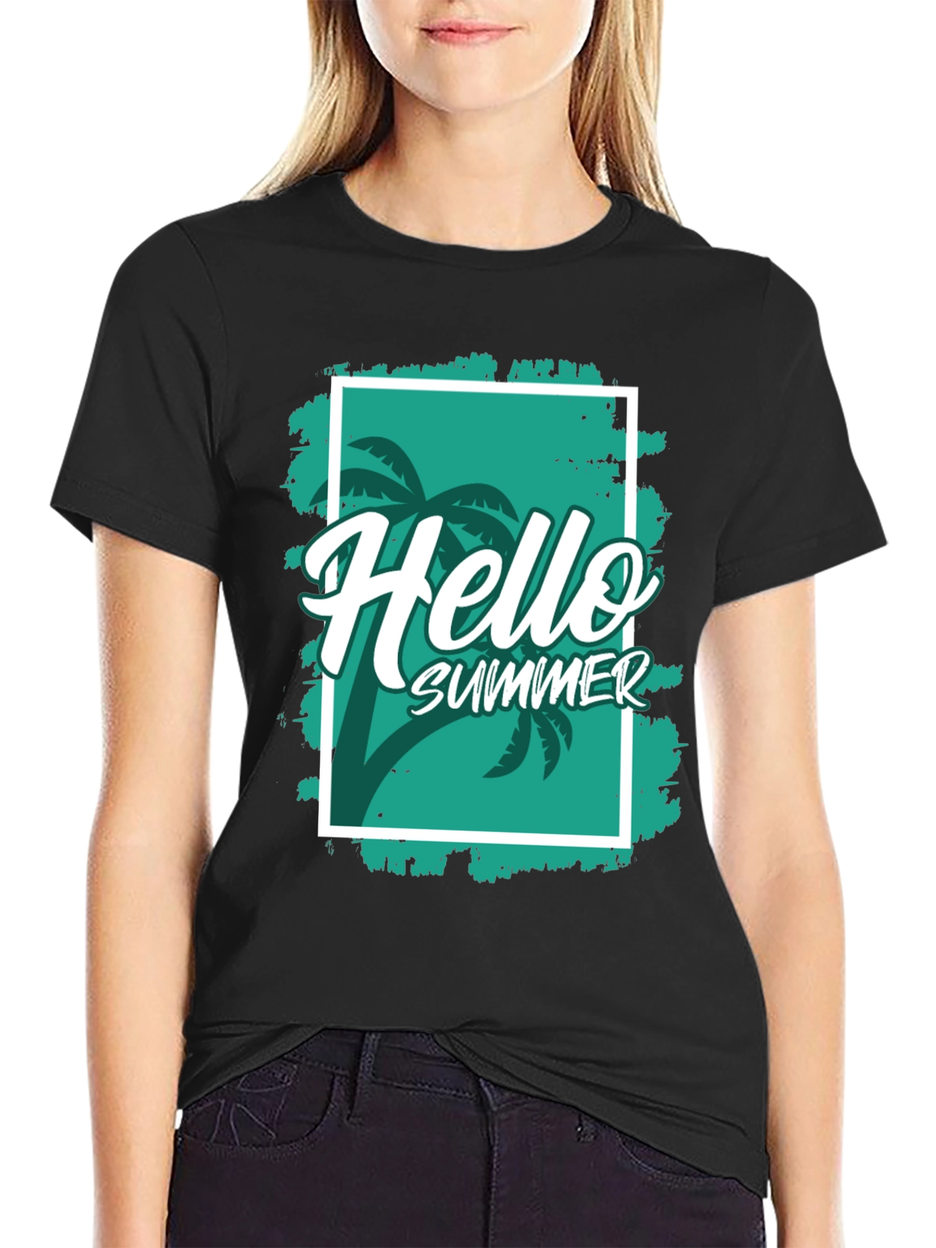 Black Hello Summer Black T-Shirt view 2