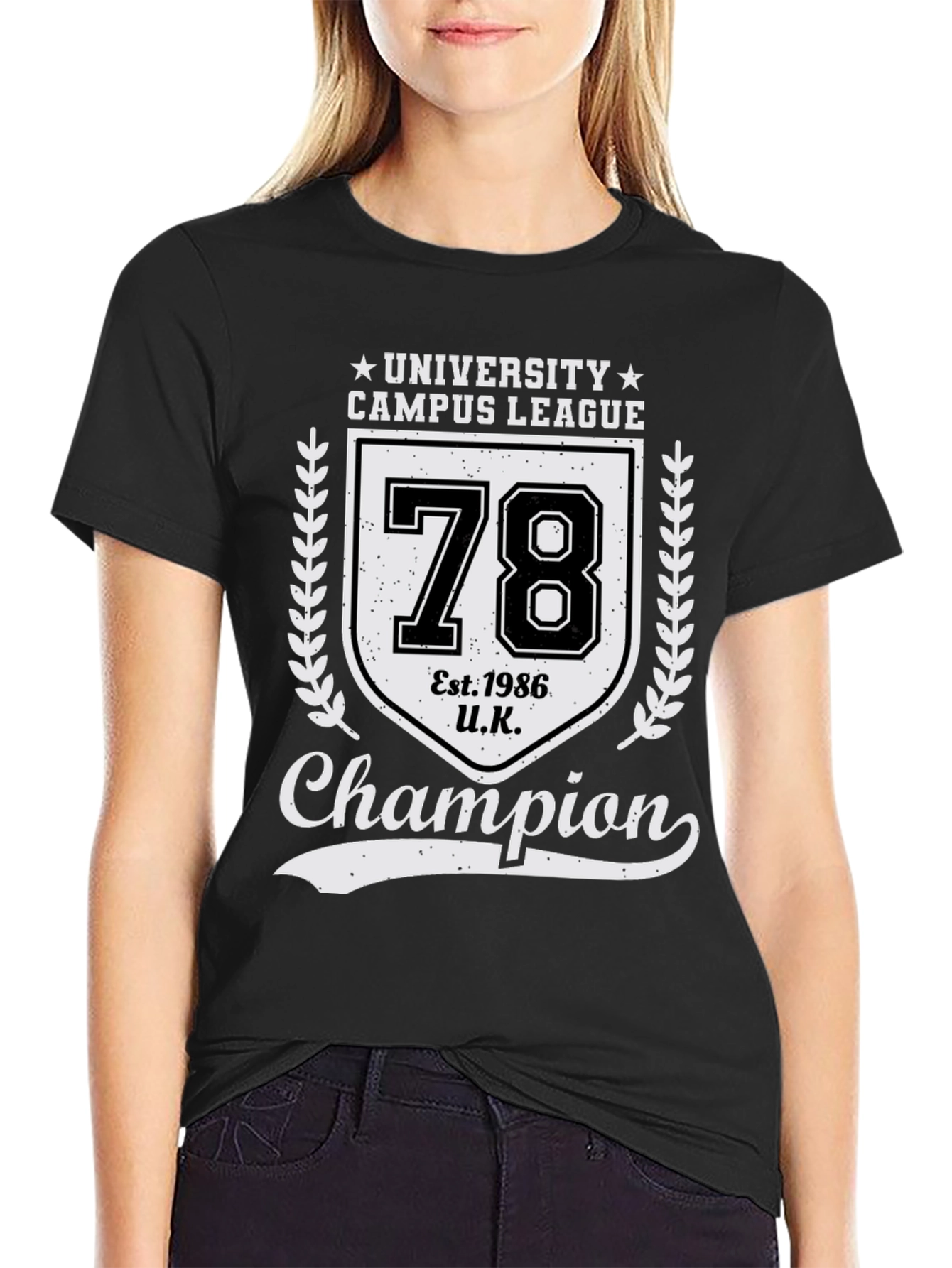 Black University Campus League Champion T-Shirt view 2
