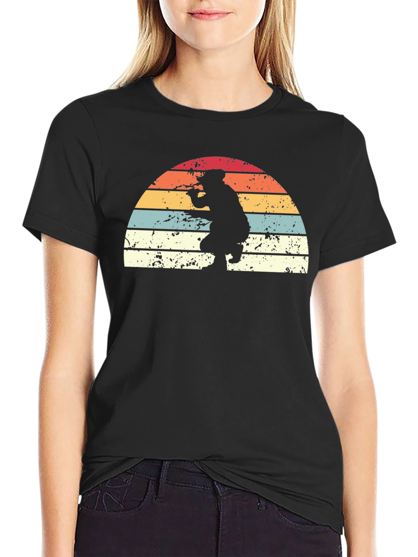 Black Retro Sunset Silhouette Graphic Tee - Black view 2