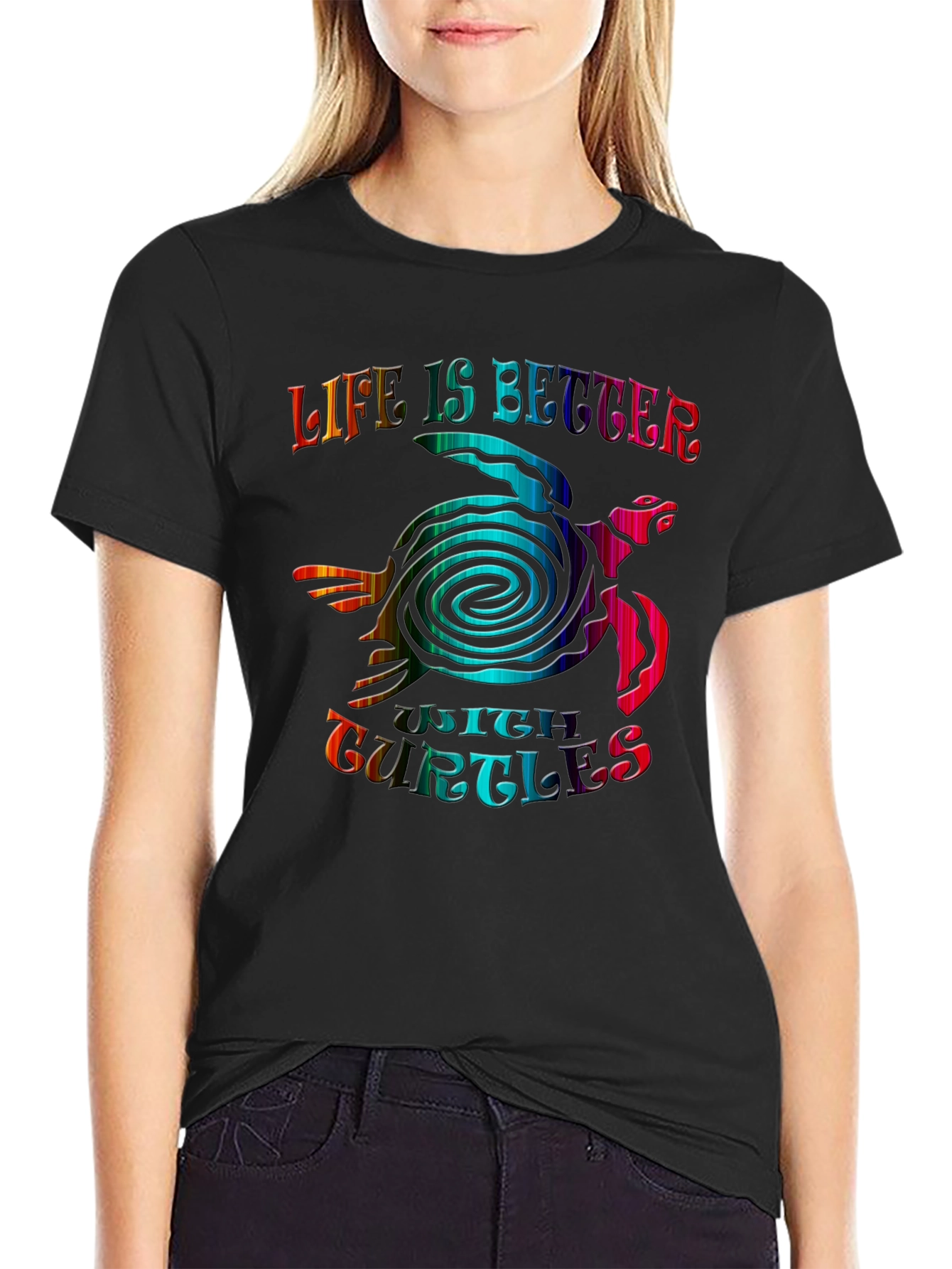 Black Life is Better With Turtles Graphic Tee view 2