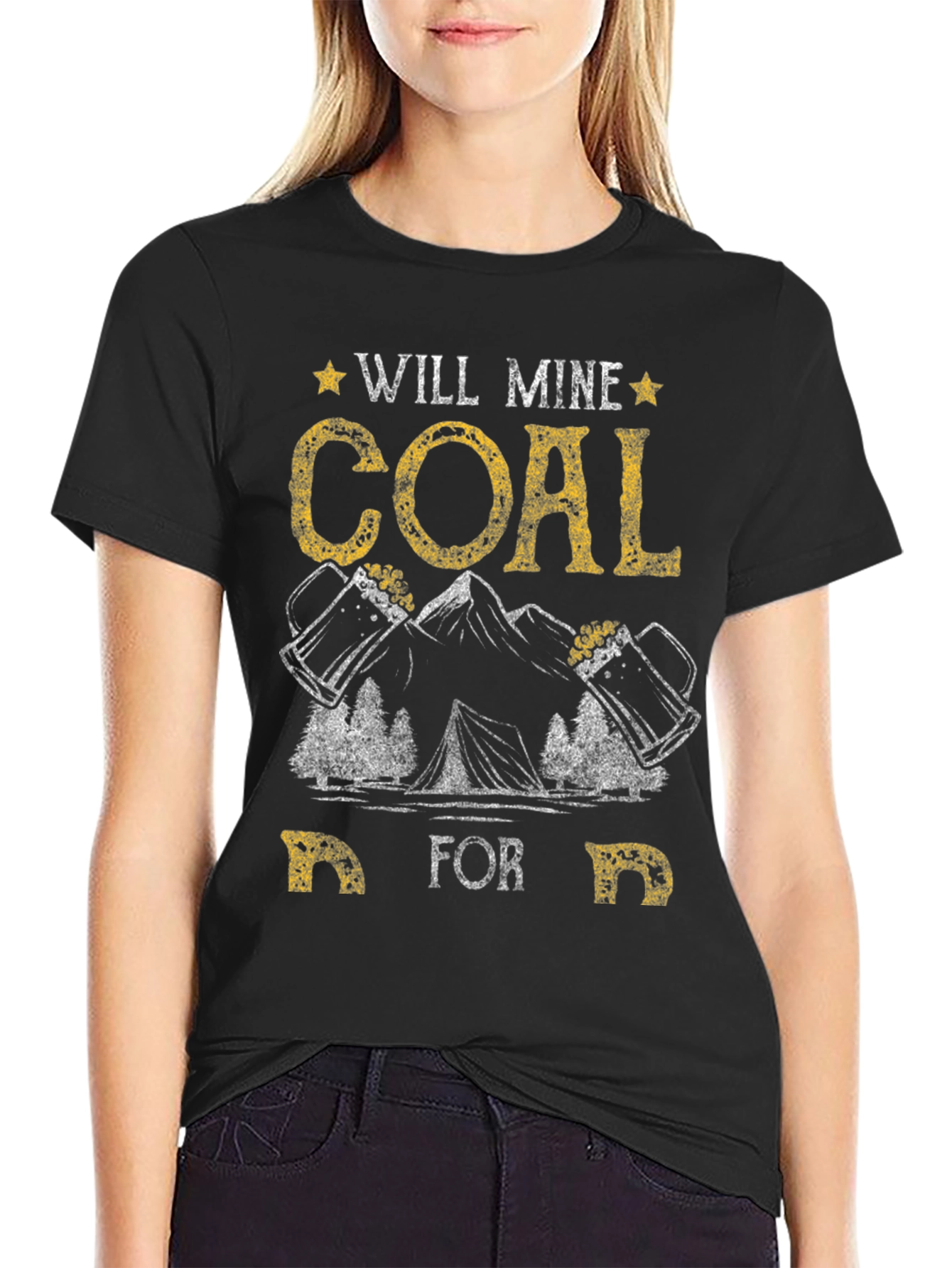 Black Will Mine Coal for Beer Funny T-Shirt view 2