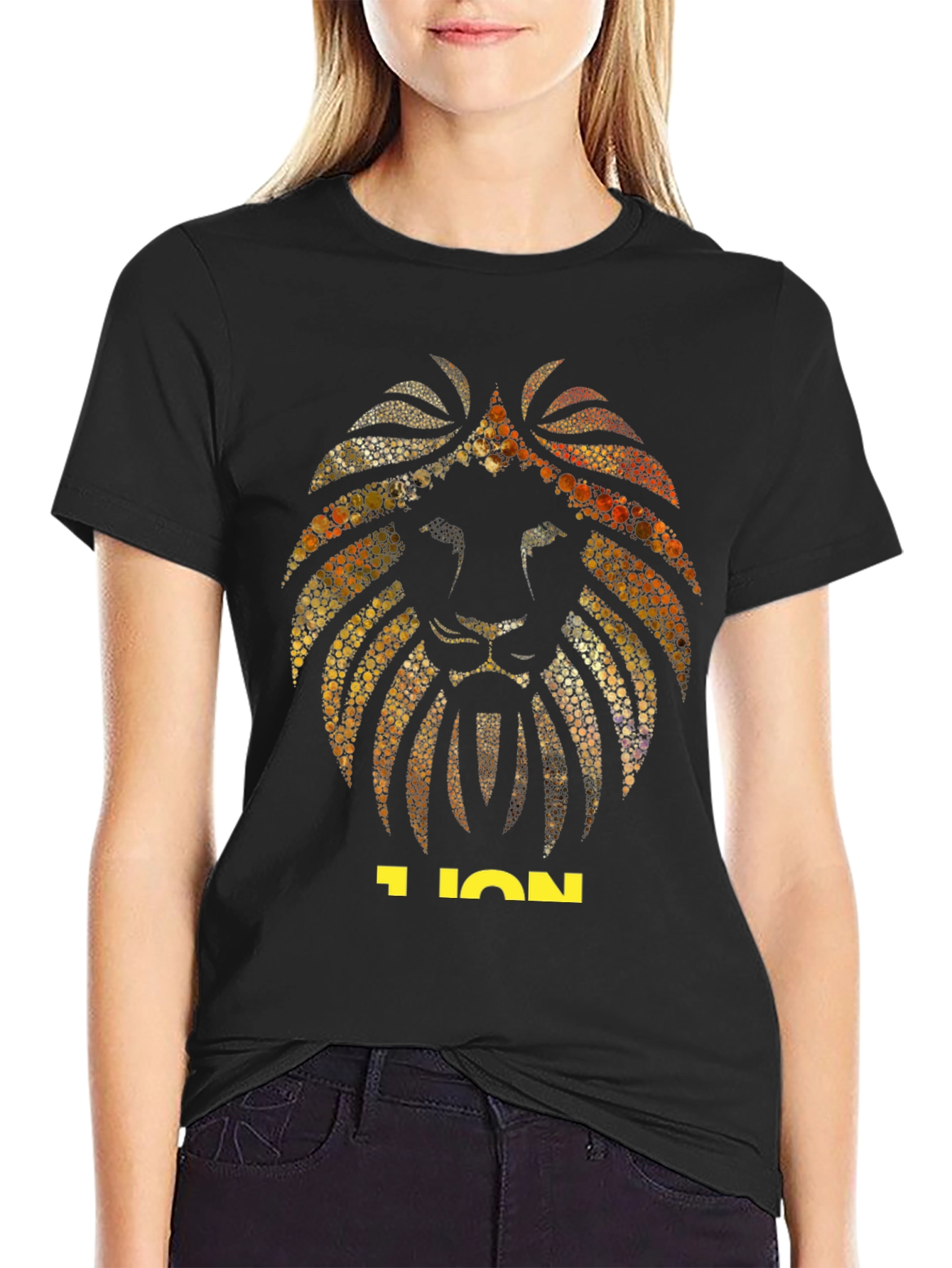 Black Lion Graphic Black T-Shirt - Stylish Animal Print Tee view 2