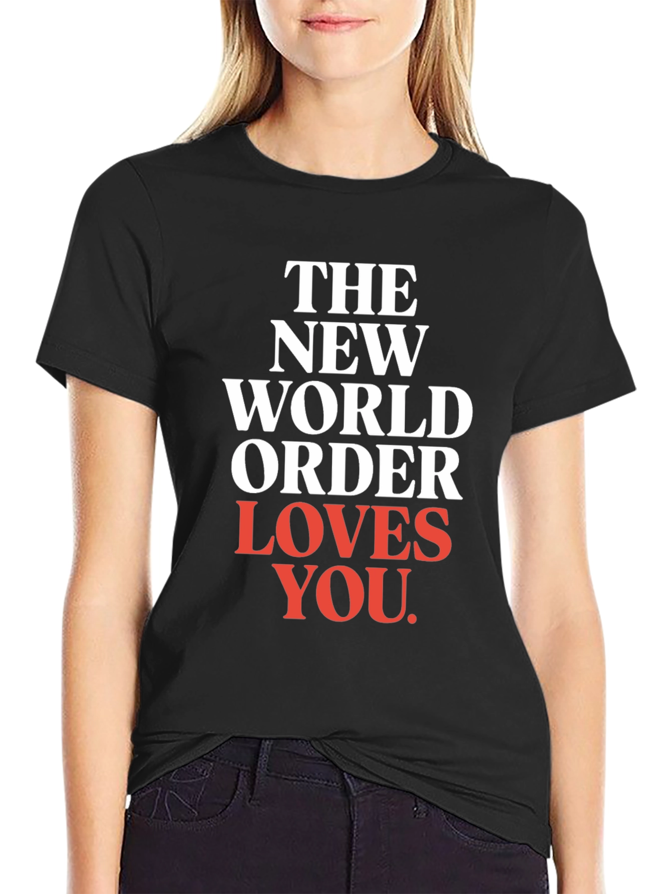 Black The New World Order Loves You T-Shirt view 2