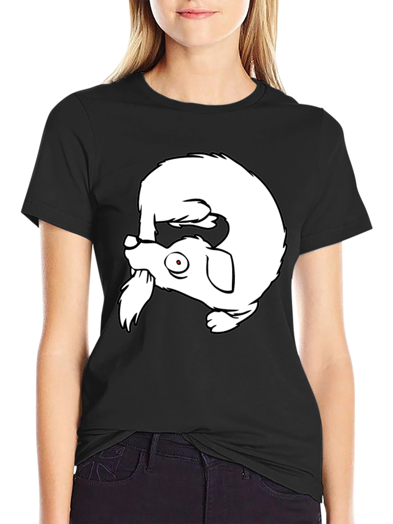 Black Upside Down Dog Graphic Tee - Funny Novelty Shirt view 2