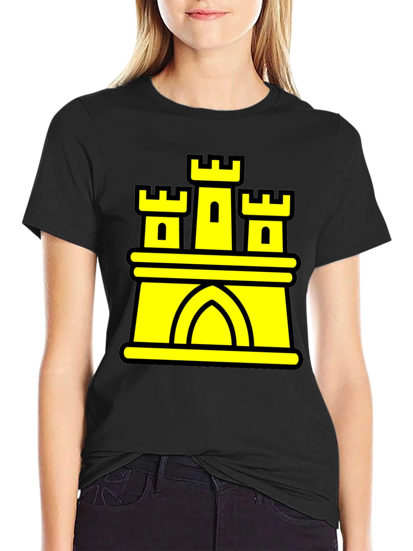 Black Castle Graphic Tee - Black Cotton Blend T-Shirt view 2