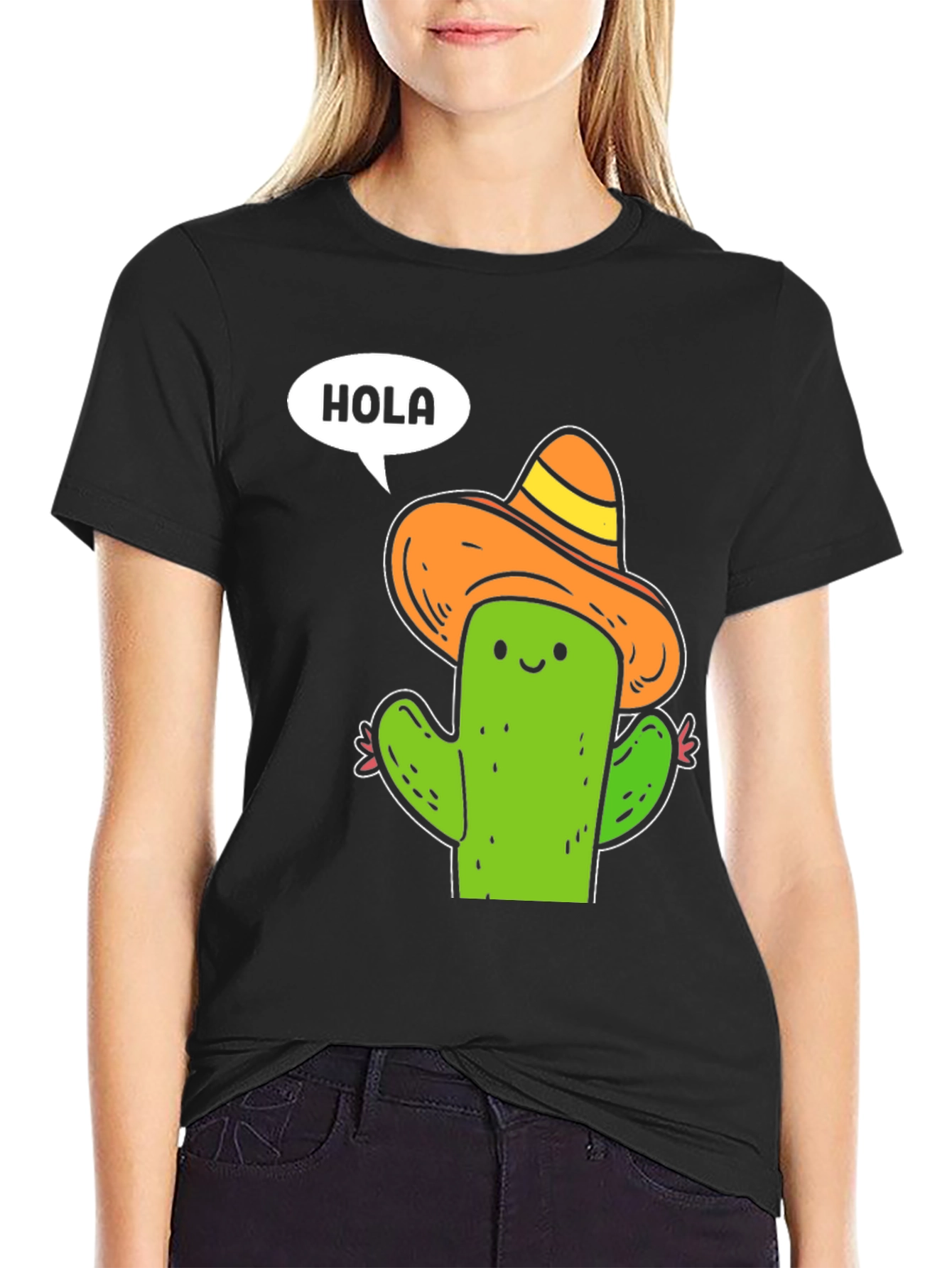 Black Hola Cactus T-Shirt view 2