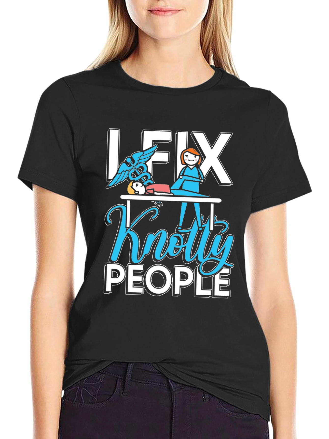 Black I Fix Knotty People T-Shirt view 2