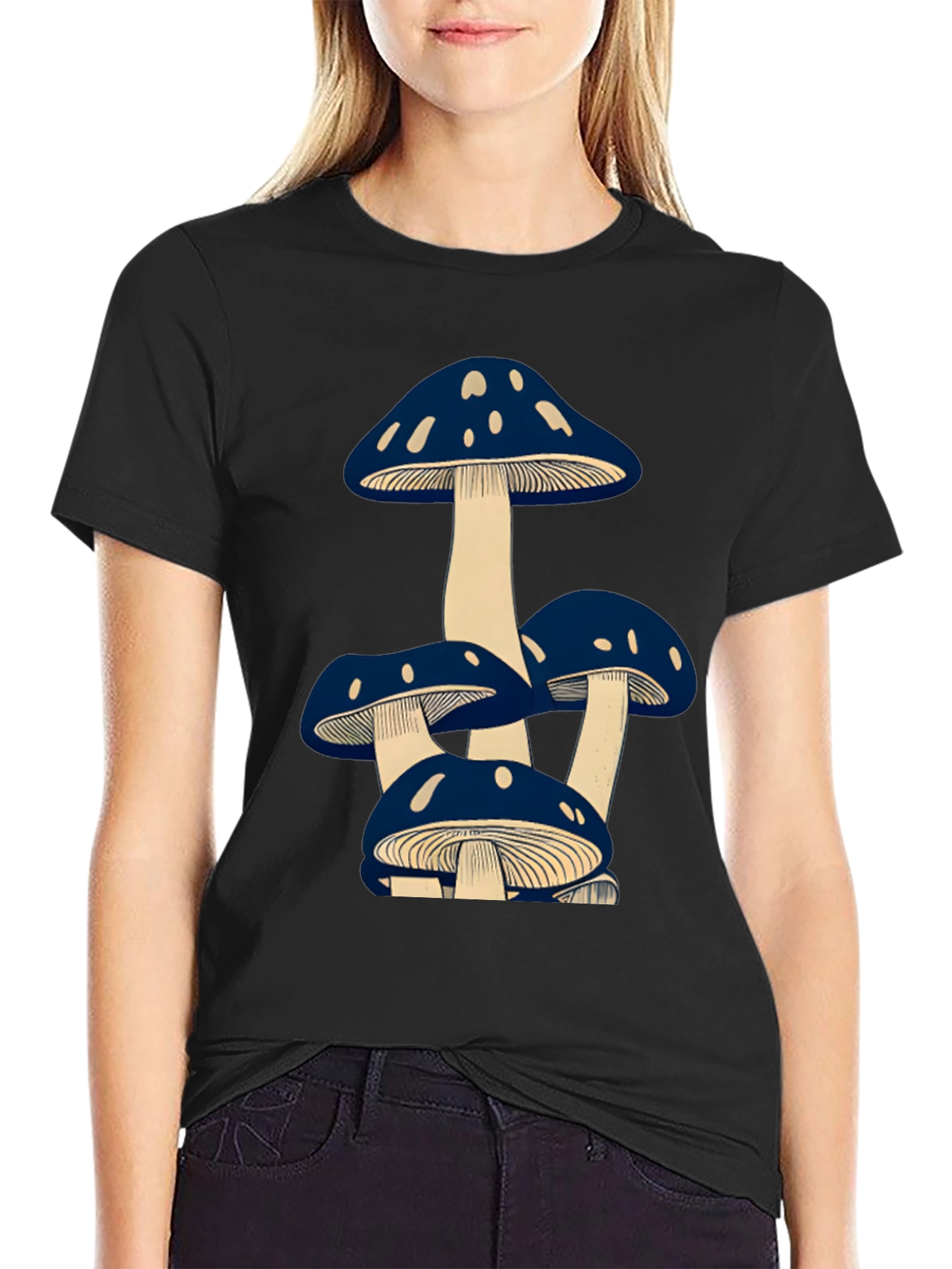 Black Mushroom Graphic Tee - Unisex Black T-Shirt view 2