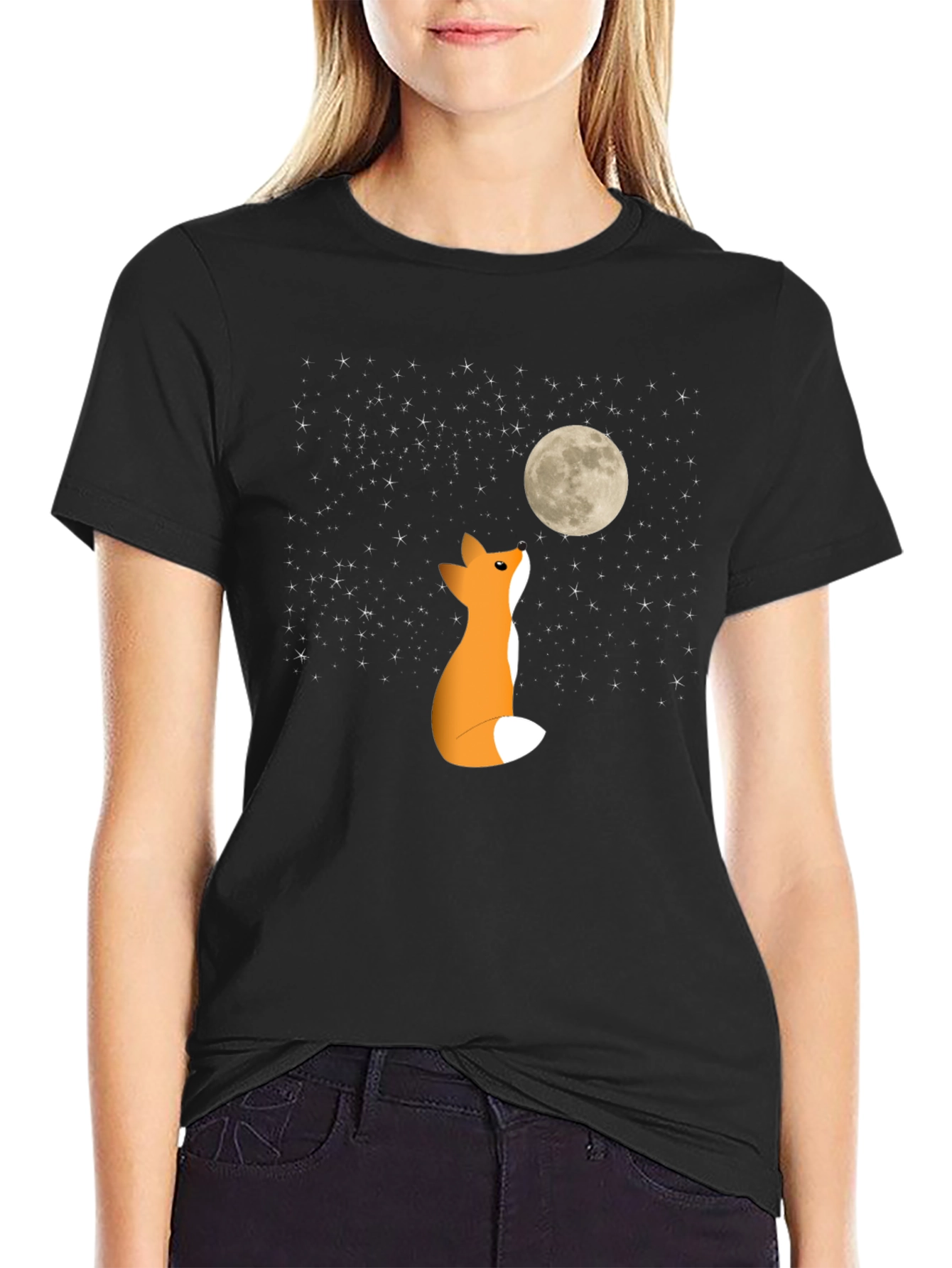 Black Fox Moon Graphic Tee - Soft Cotton Blend view 2