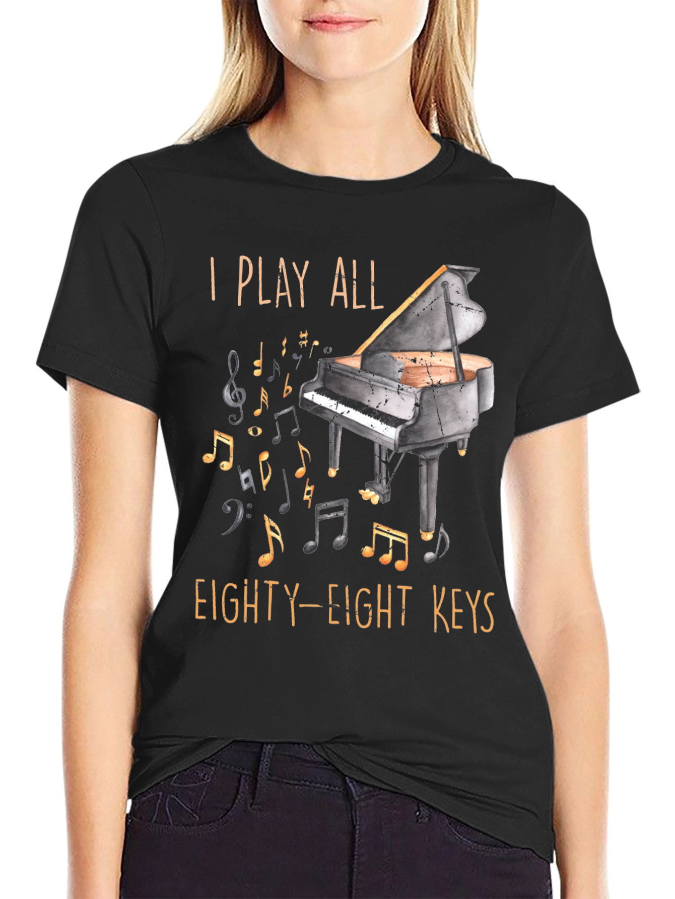 Black Piano Player Graphic T-Shirt - 88 Keys view 2