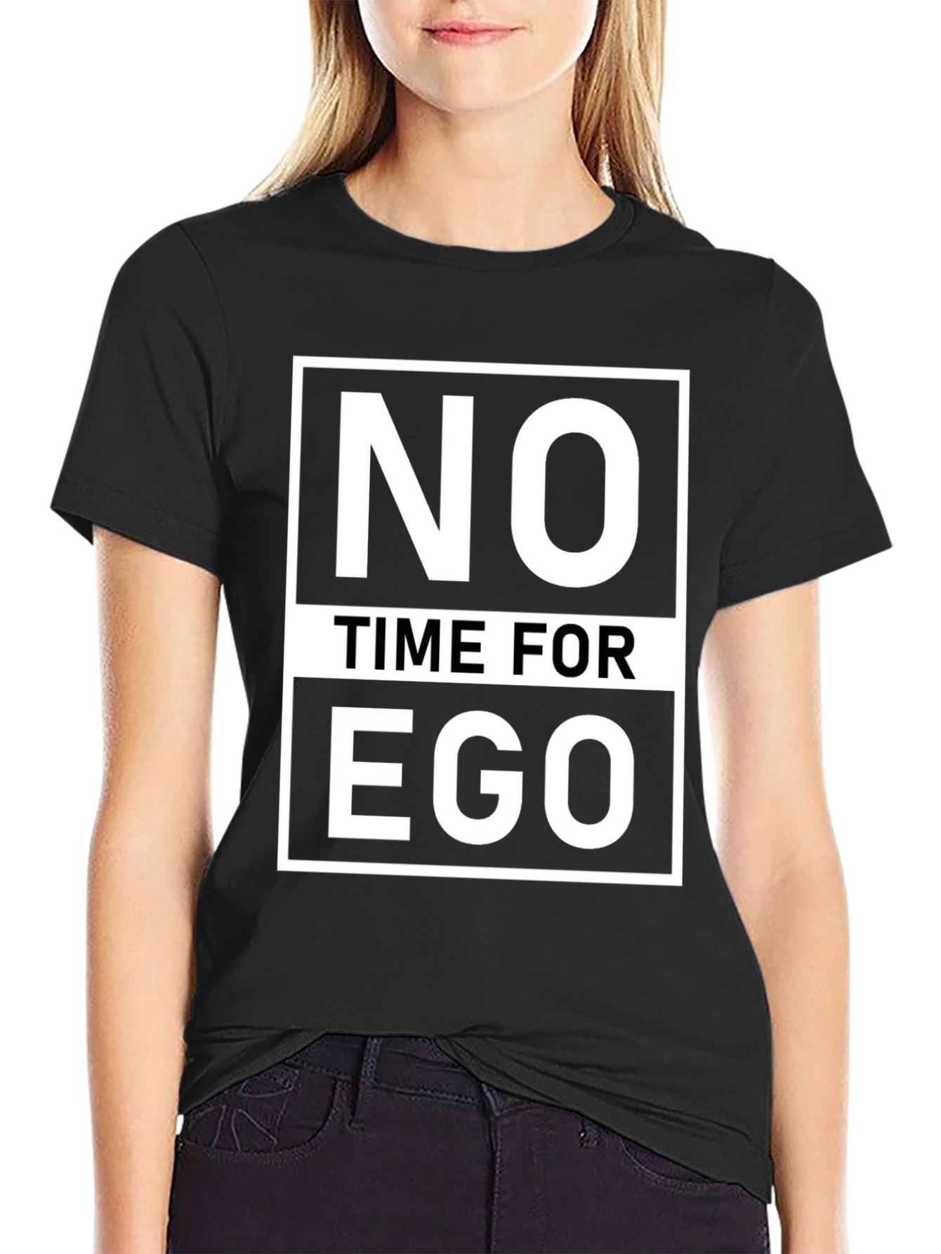 Black No Time For Ego Graphic T-Shirt view 2