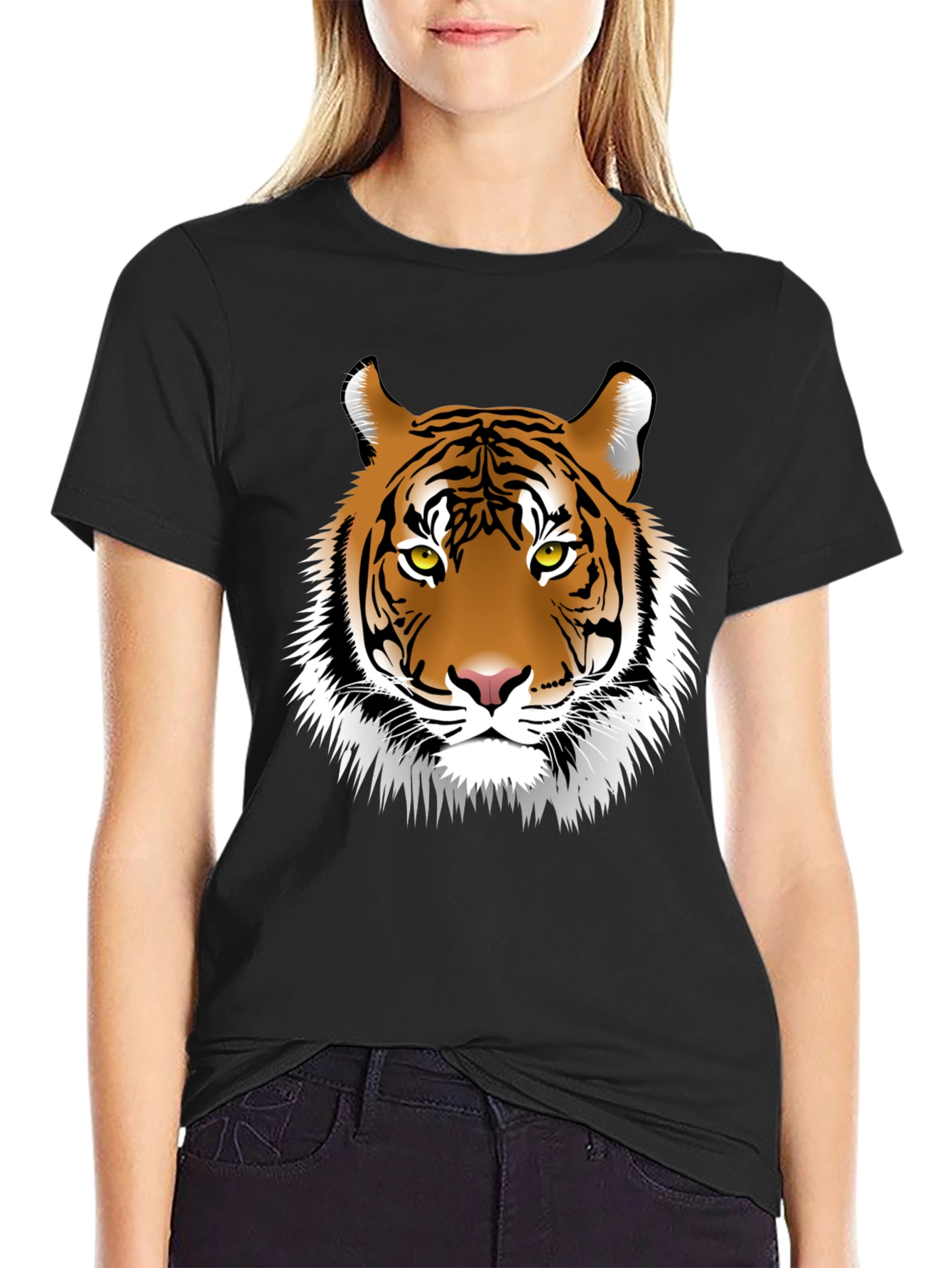 Black Men's Tiger Graphic Tee - Bold Animal Print T-Shirt view 2