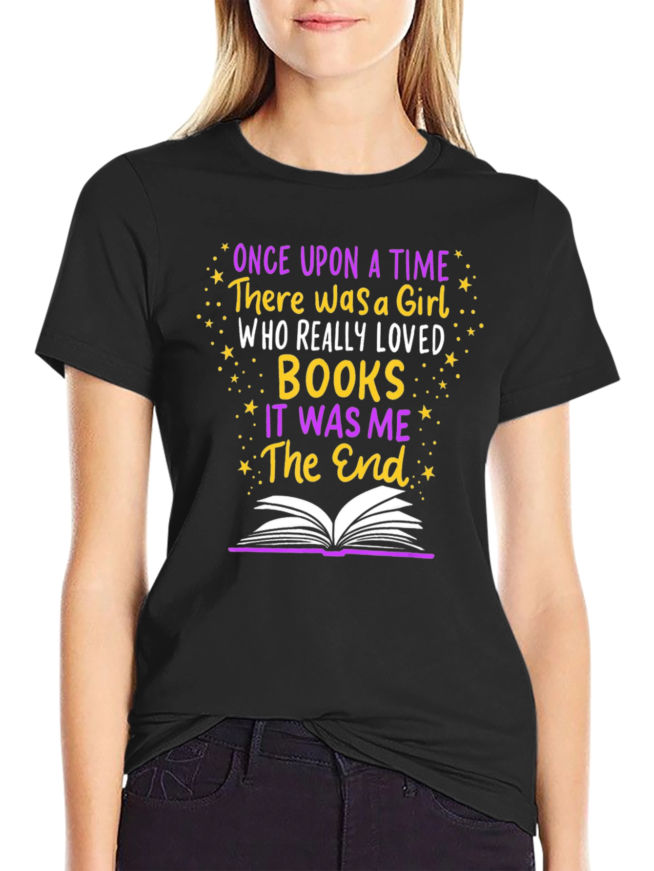 Black Once Upon a Time Book Lover T-Shirt view 2