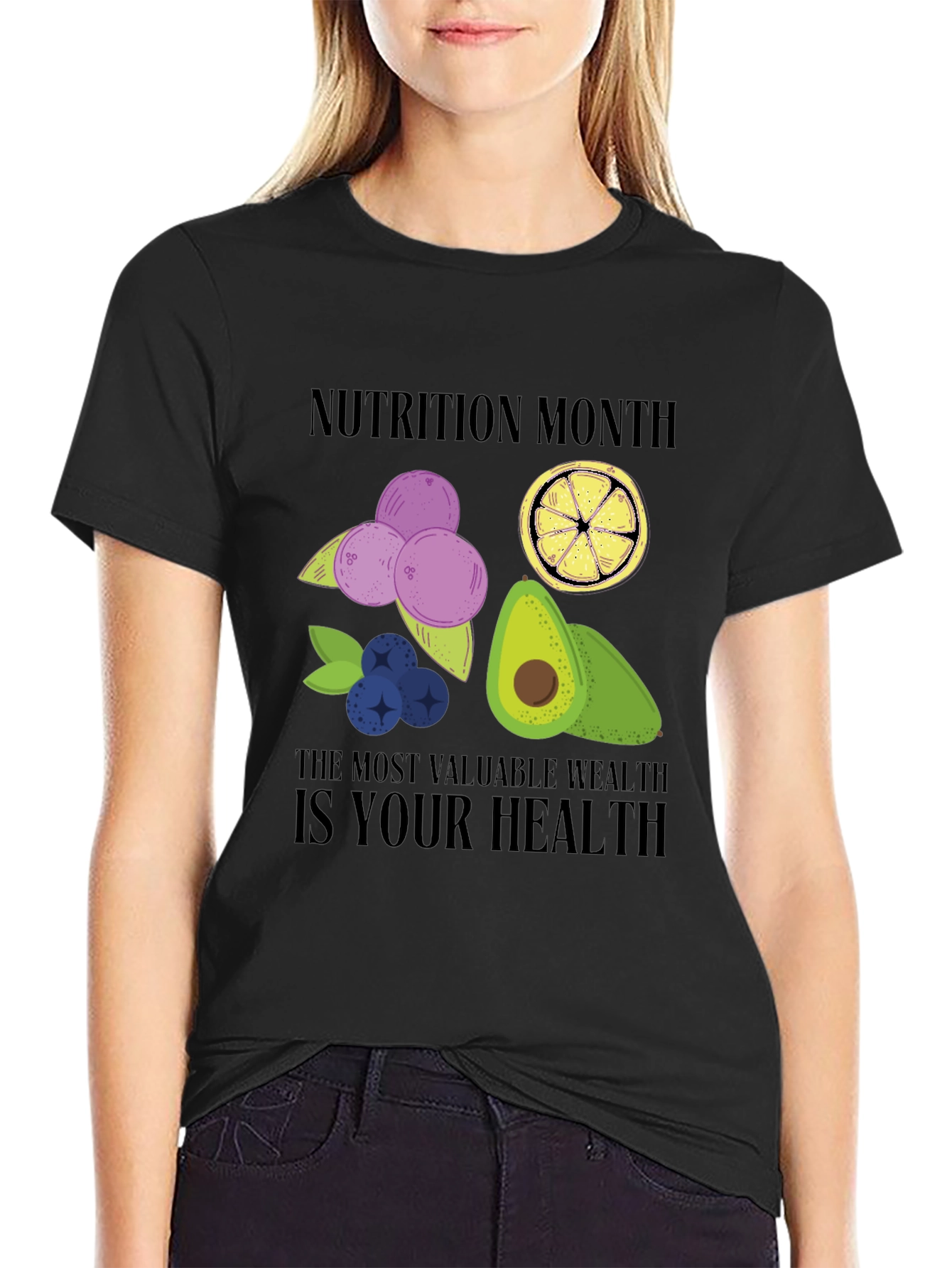 Black Nutrition Month T-Shirt: Healthy Wealth view 2