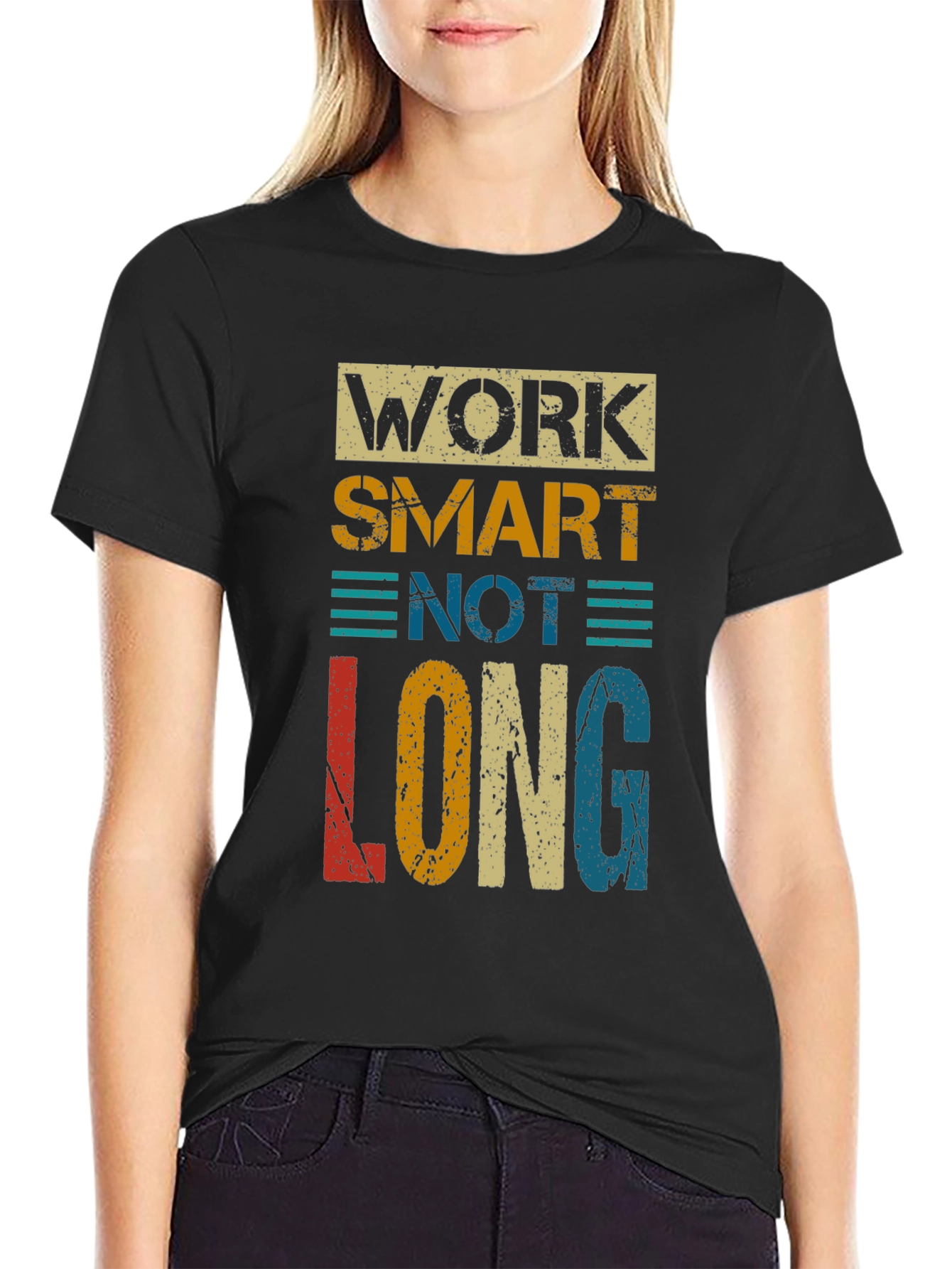 Black Work Smart Not Long Graphic Tee - Retro Style view 2