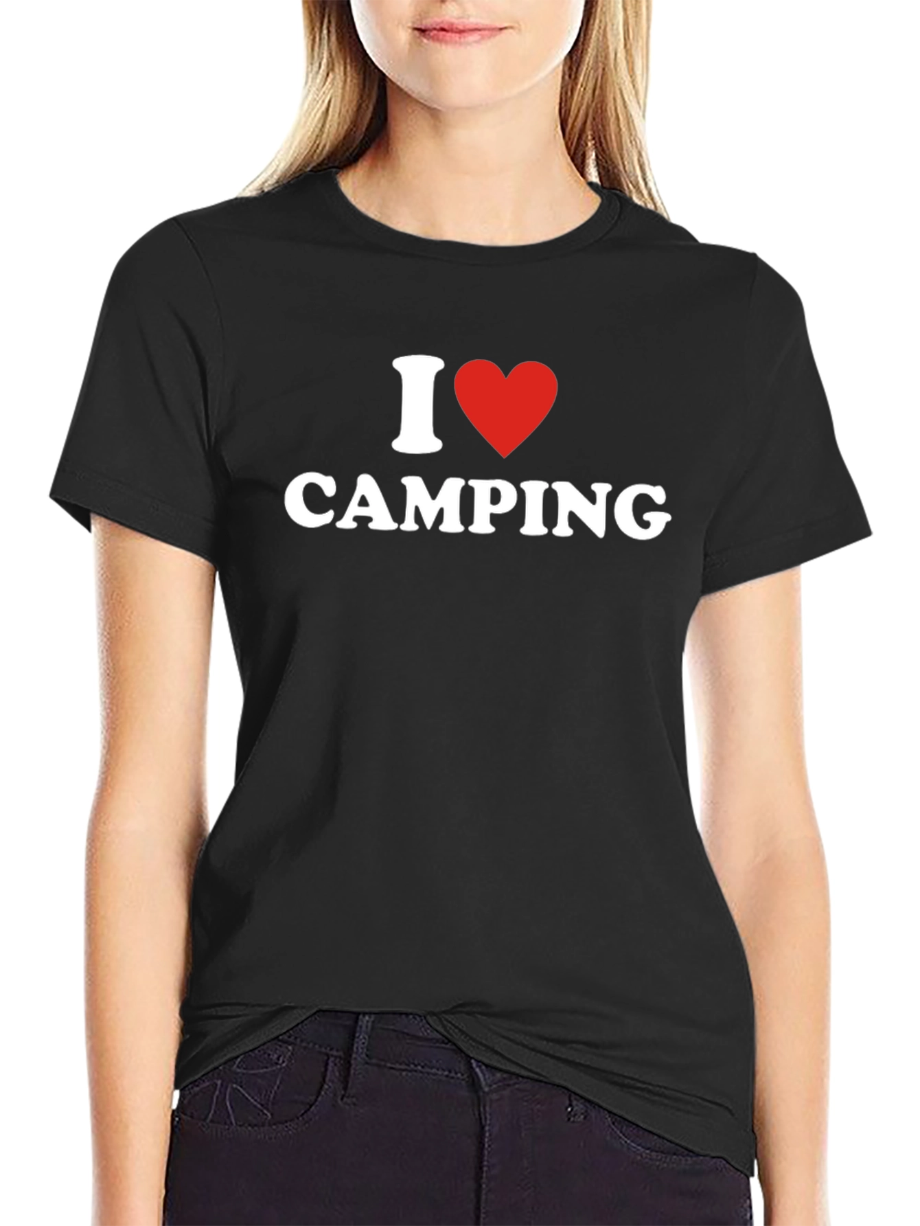 Black I Love Camping T-Shirt - Soft Cotton Graphic Tee view 2