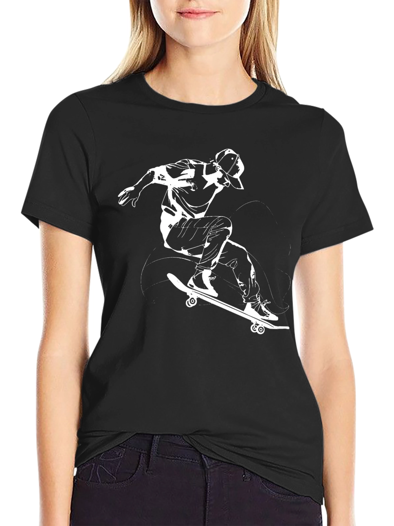 Black Skateboarding T-Shirt - Black Graphic Tee view 2