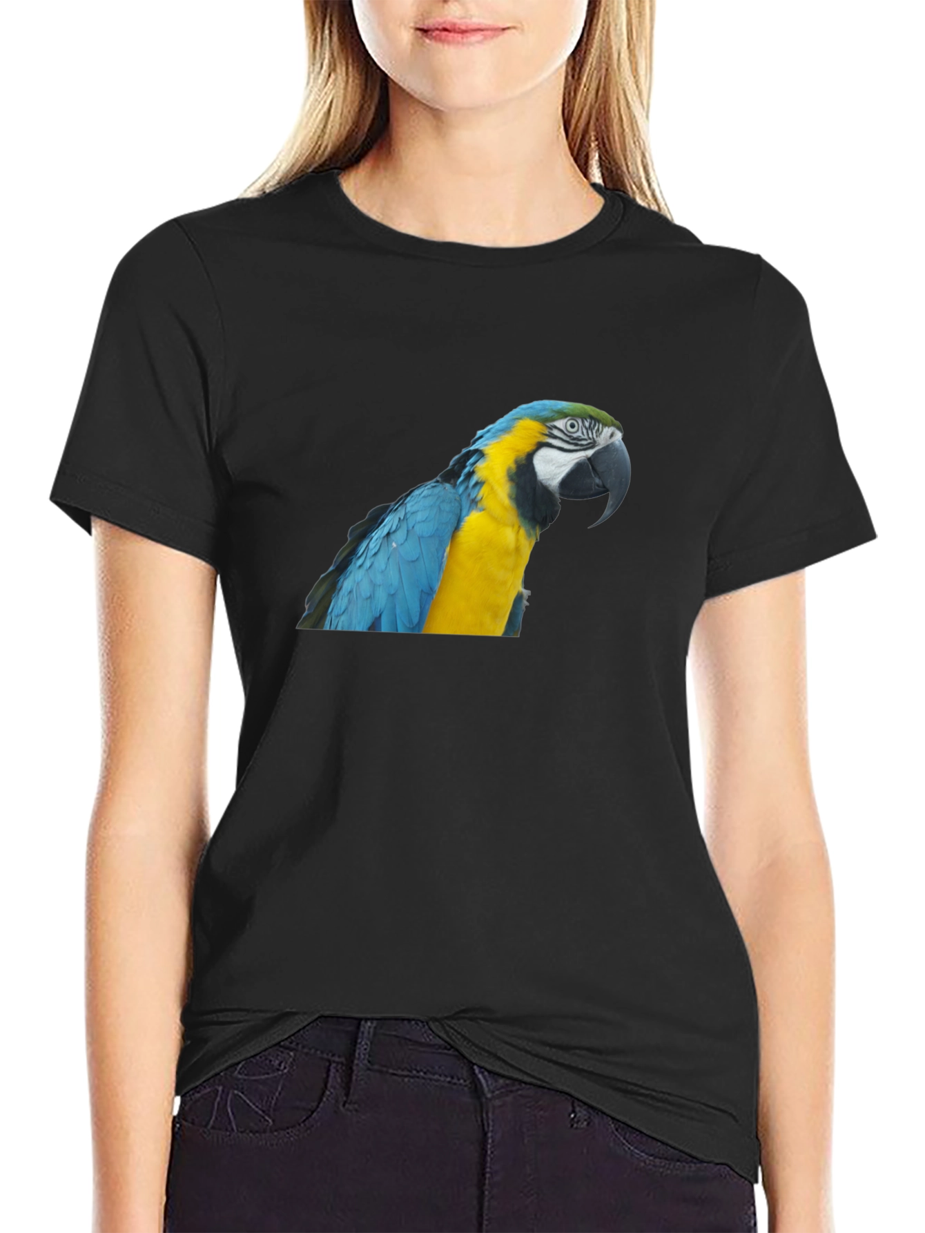 Black Parrot Graphic T-Shirt - Men's Crew Neck Tee view 2