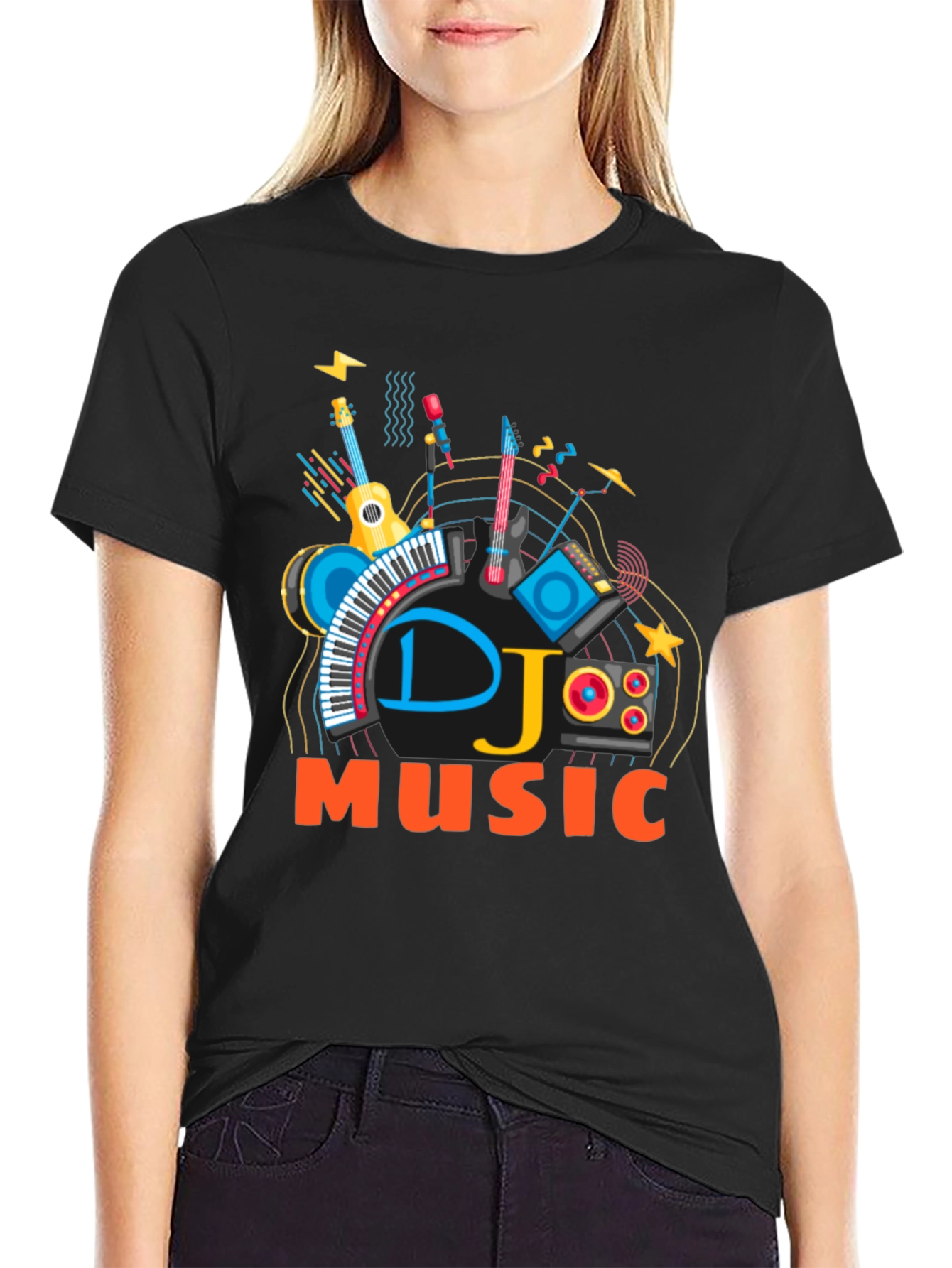 Black DJ Music Graphic T-Shirt view 2