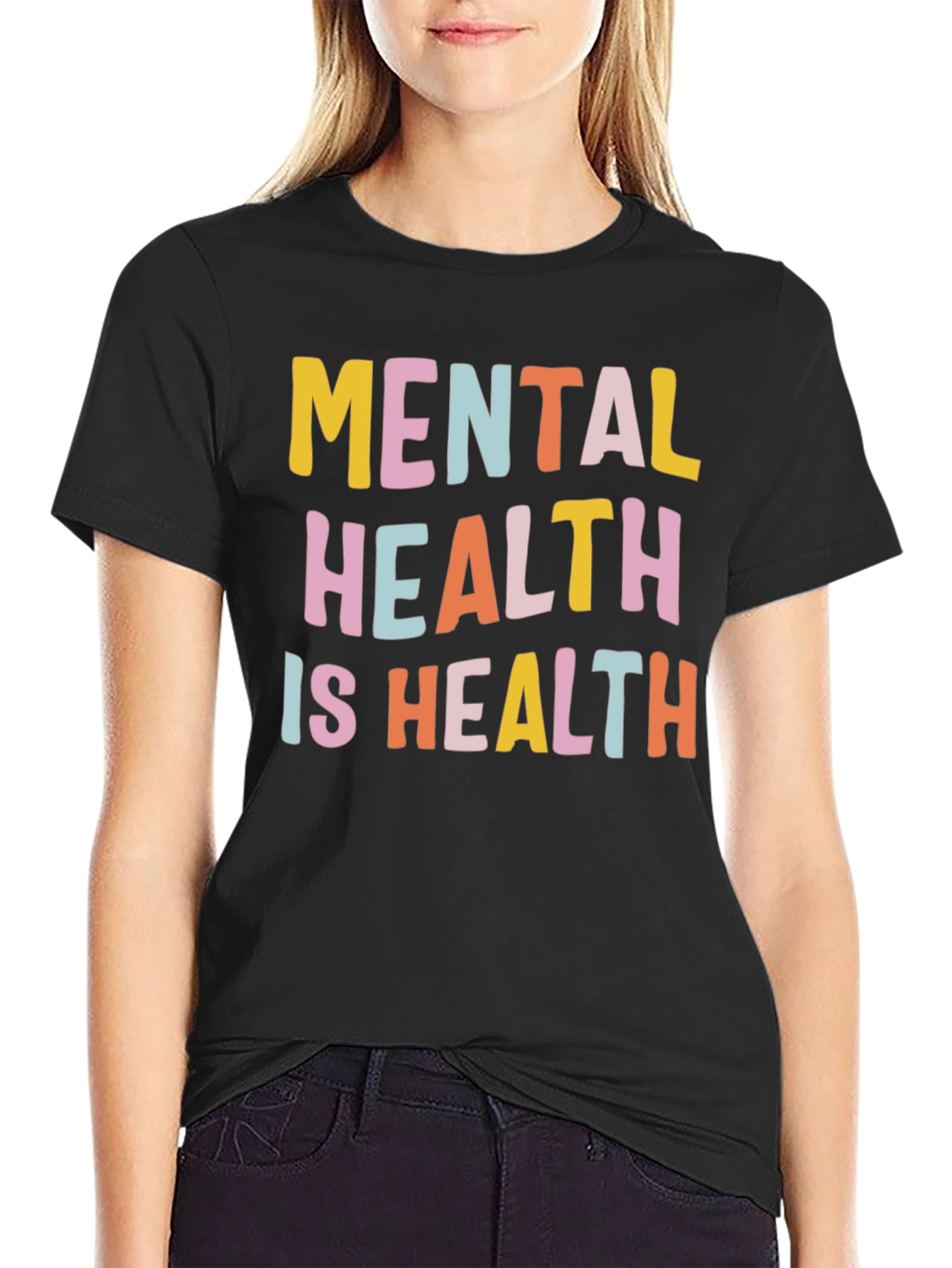 Black Mental Health Is Health Graphic Tee - Black view 2