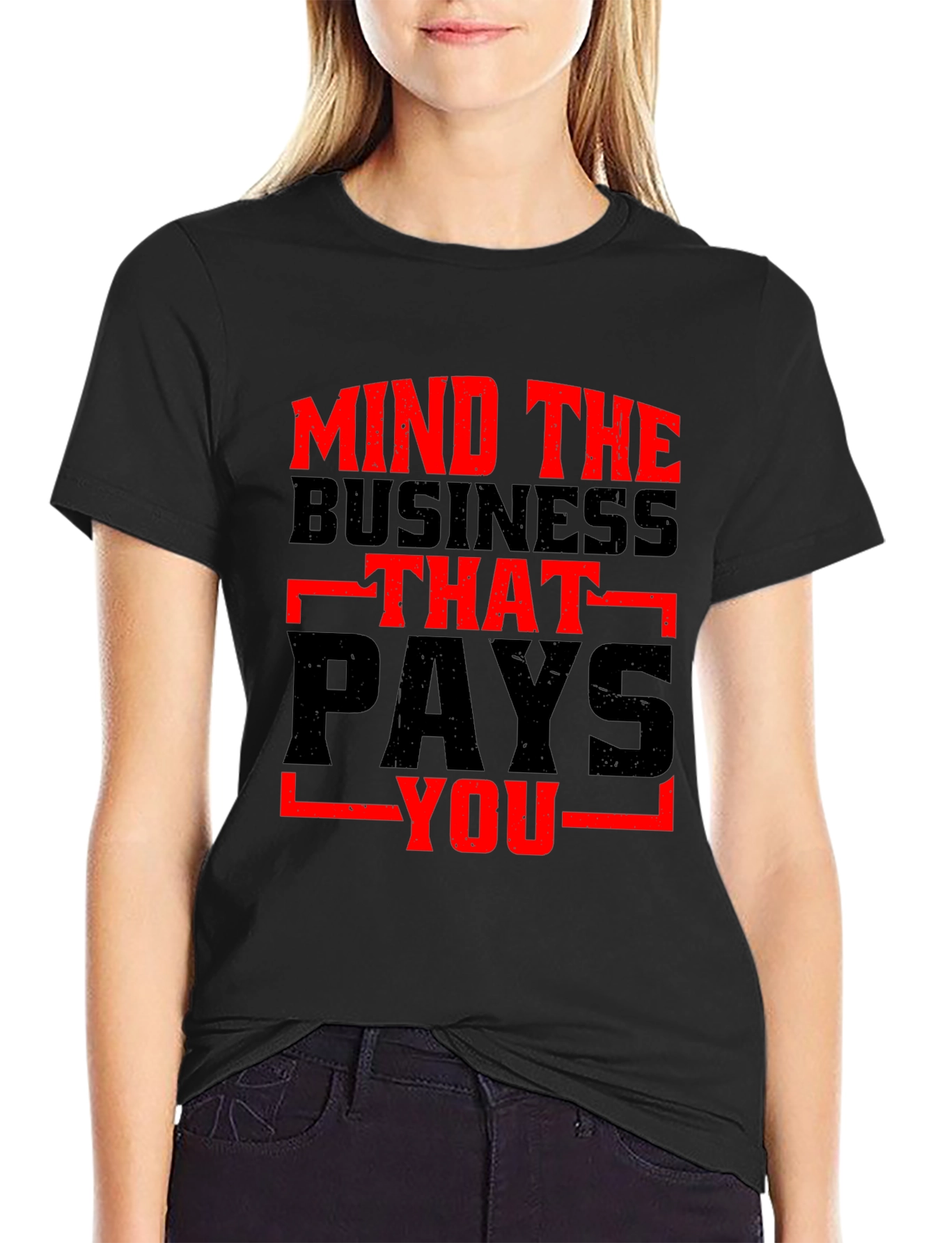 Black Mind the Business Graphic Tee - Bold Black Shirt view 2