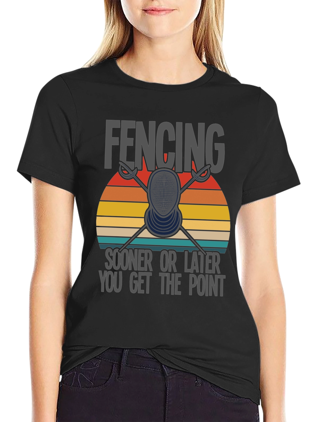 Black Fencing T-Shirt: Sooner or Later You Get the Point view 2