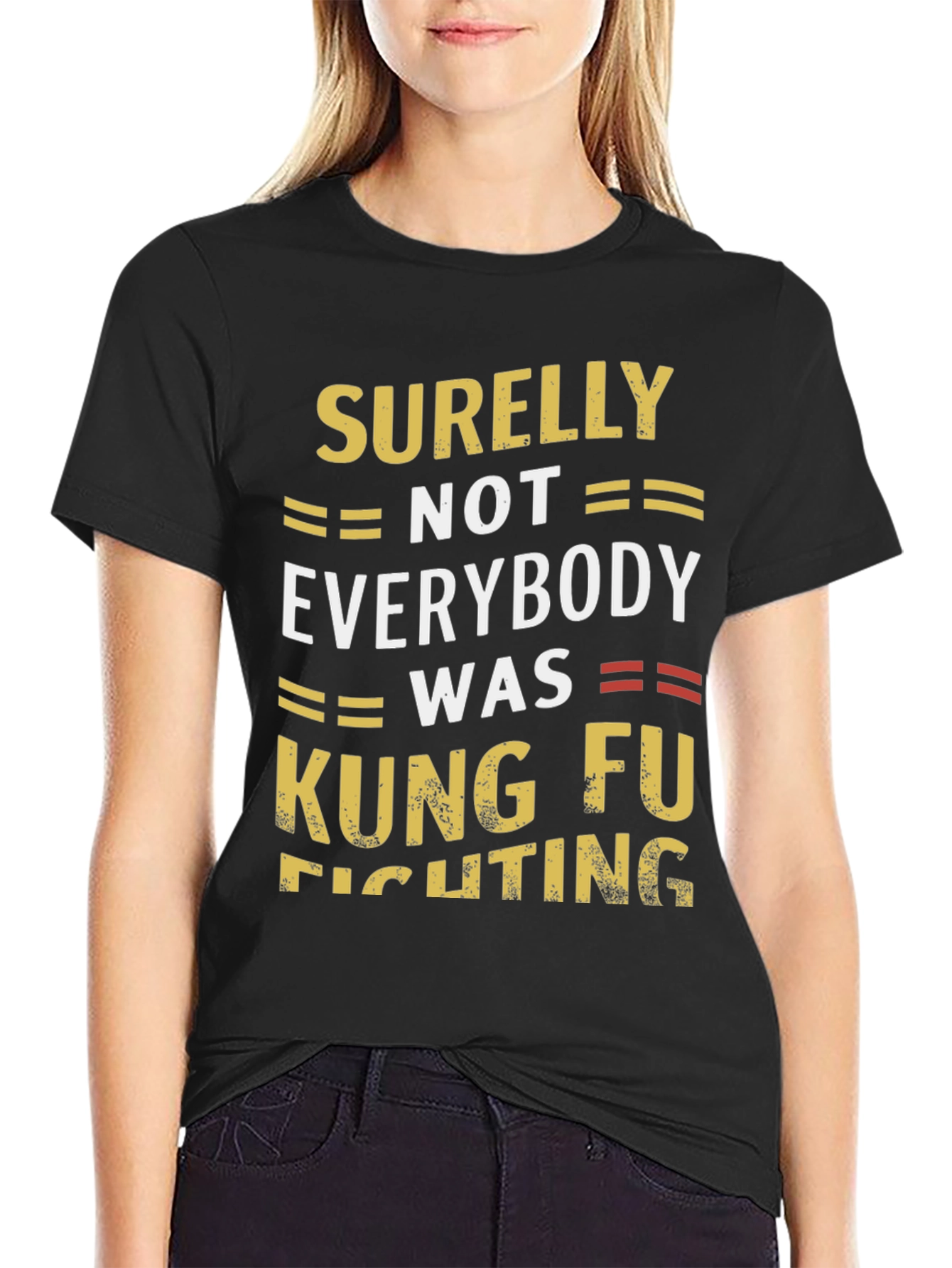 Black Kung Fu Fighting T-Shirt Funny Slogan Tee view 2