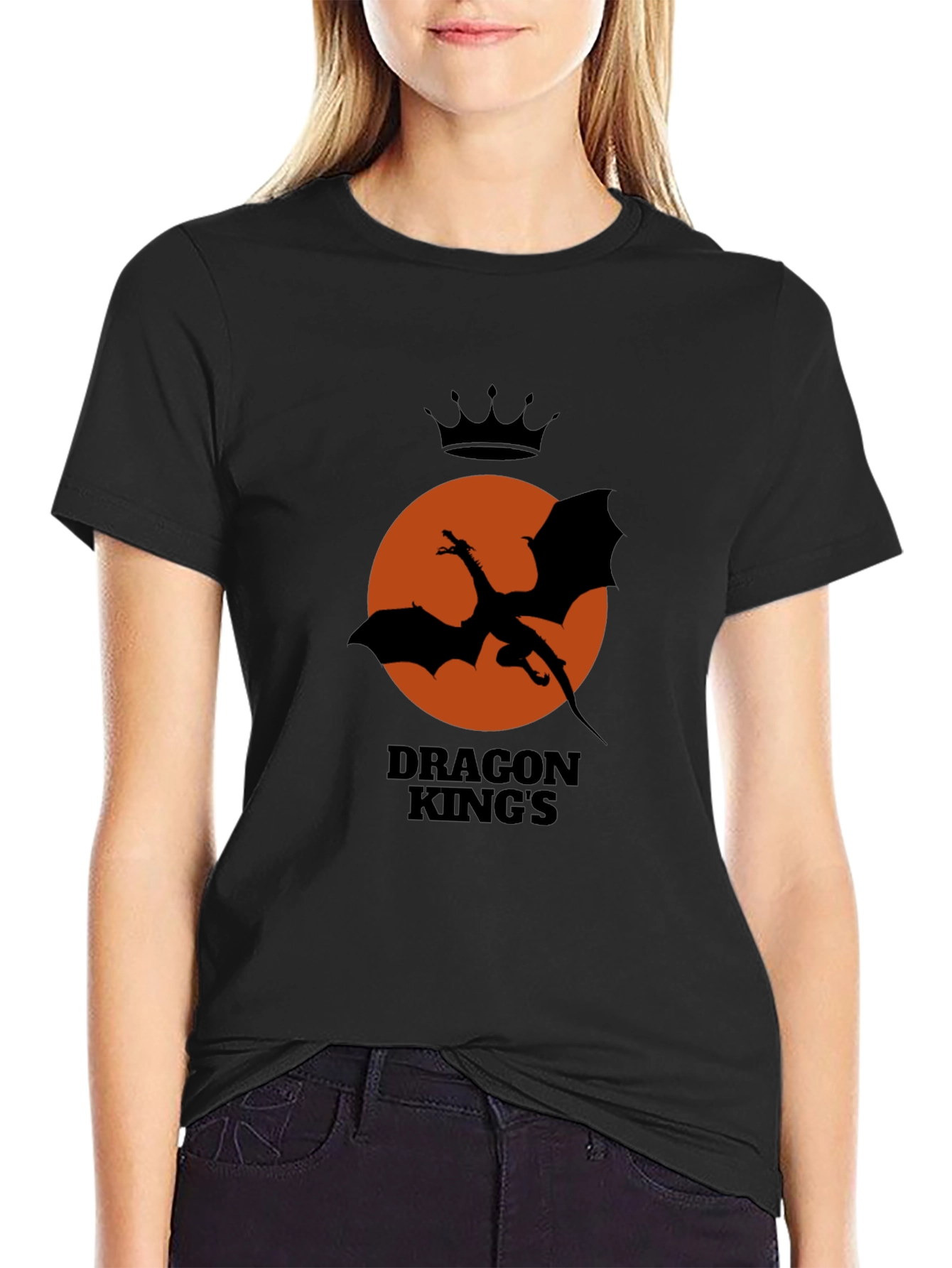 Black Dragon King's Silhouette Black T-Shirt view 2